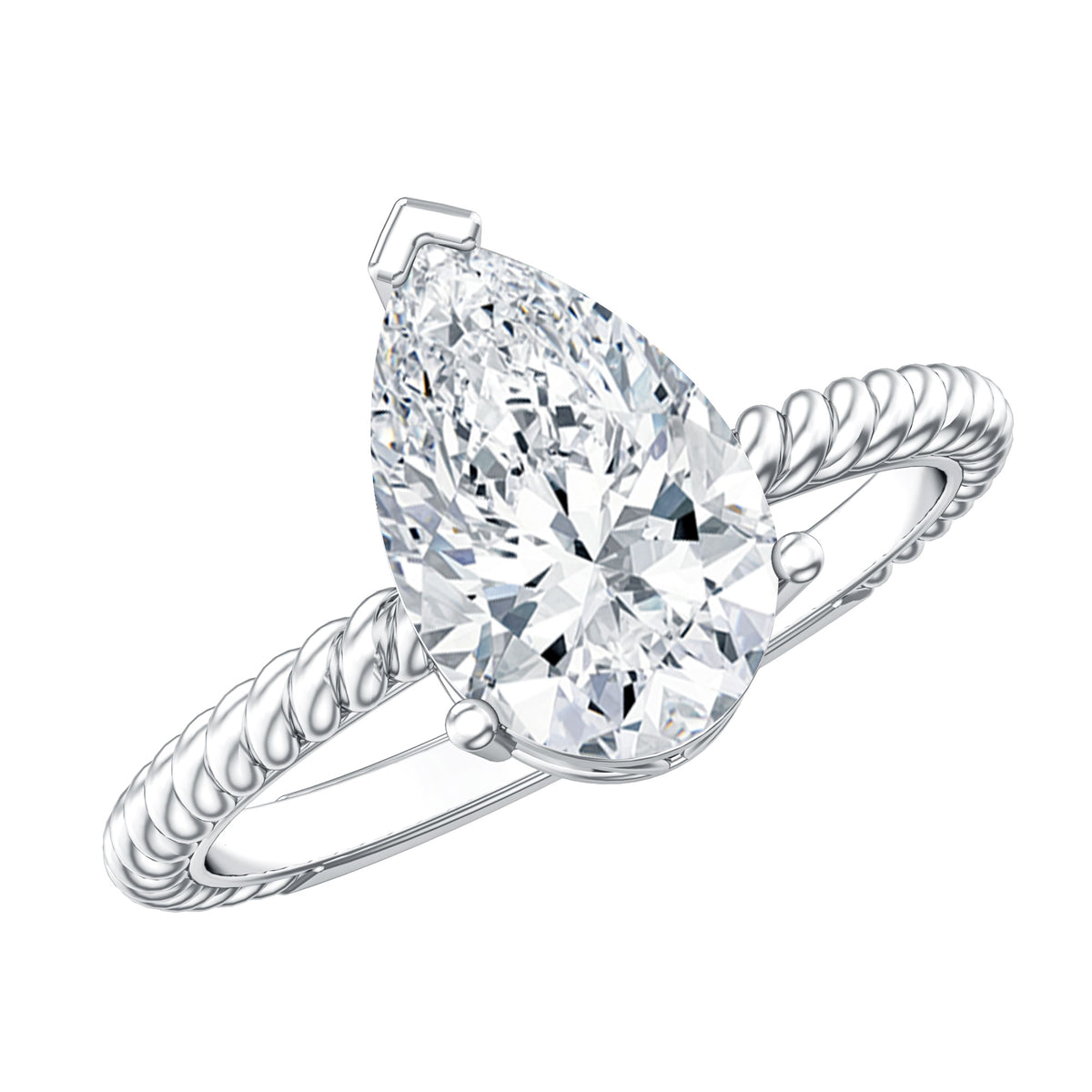 Pear Shaped 2 Carat Lab Grown Diamond Solitaire Engagement Ring IGI Certified Lab - ( E-VS1 ) - Rosec Jewels