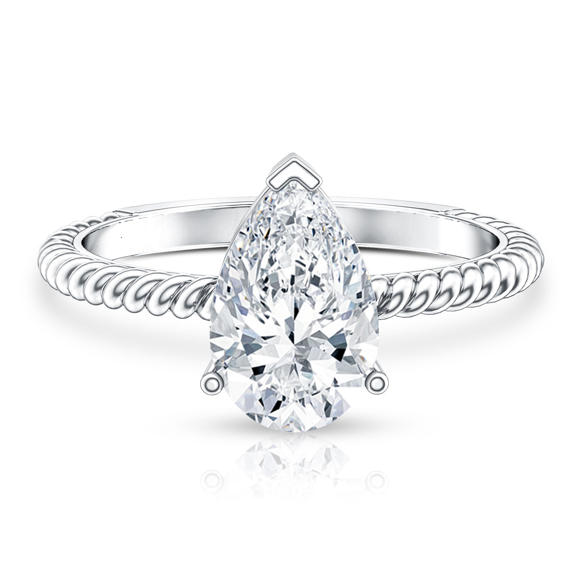 Rosec Jewels-Pear Shaped 2 Carat Lab Grown Diamond Solitaire Engagement Ring IGI Certified