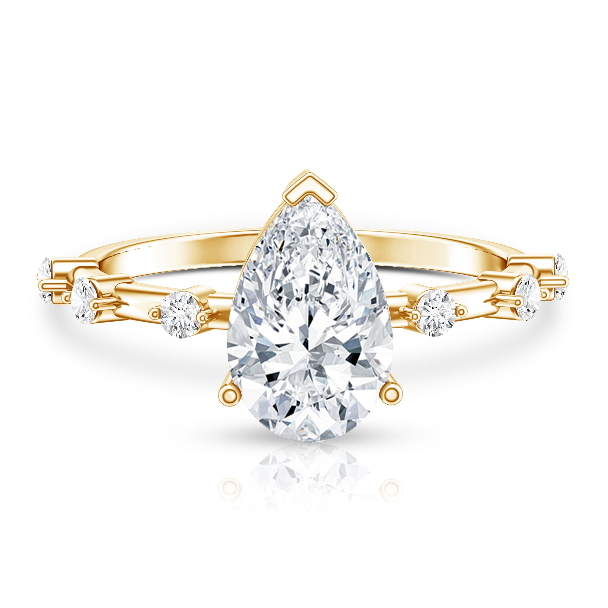Rosec Jewels-IGI Certified Lab Grown 2 Carat Diamond Teardrop Engagement Ring with Spaced Accent