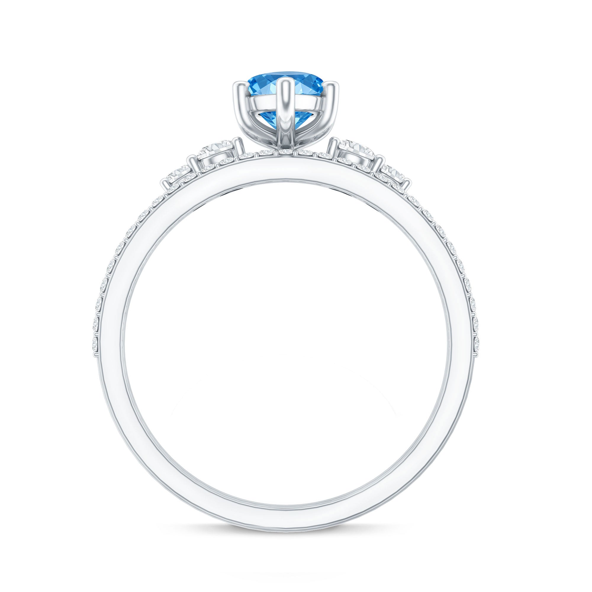 1 Carat Marquise Cut Lab Grown Blue Diamond Solitaire Wedding Ring Set with IGI Certificate Vivid Blue - VS1 - Rosec Jewels