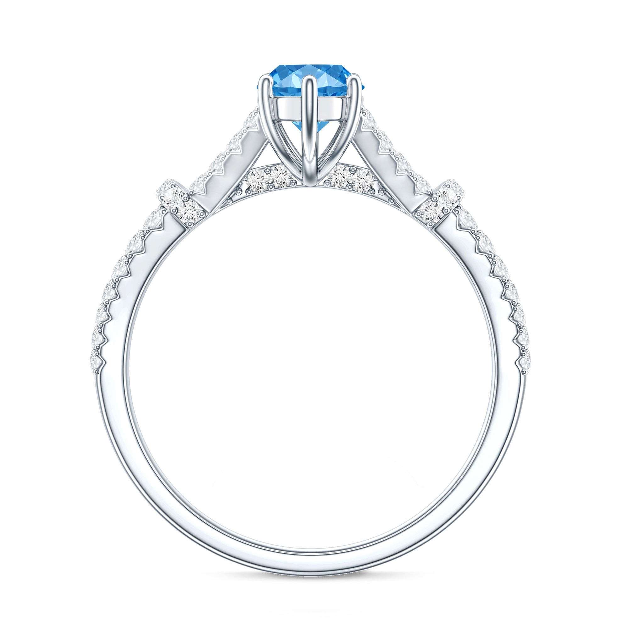 IGI Certified 1 Carat Lab Grown Blue Diamond Engagement Ring with Split Shank Vivid Blue - VS1 - Rosec Jewels