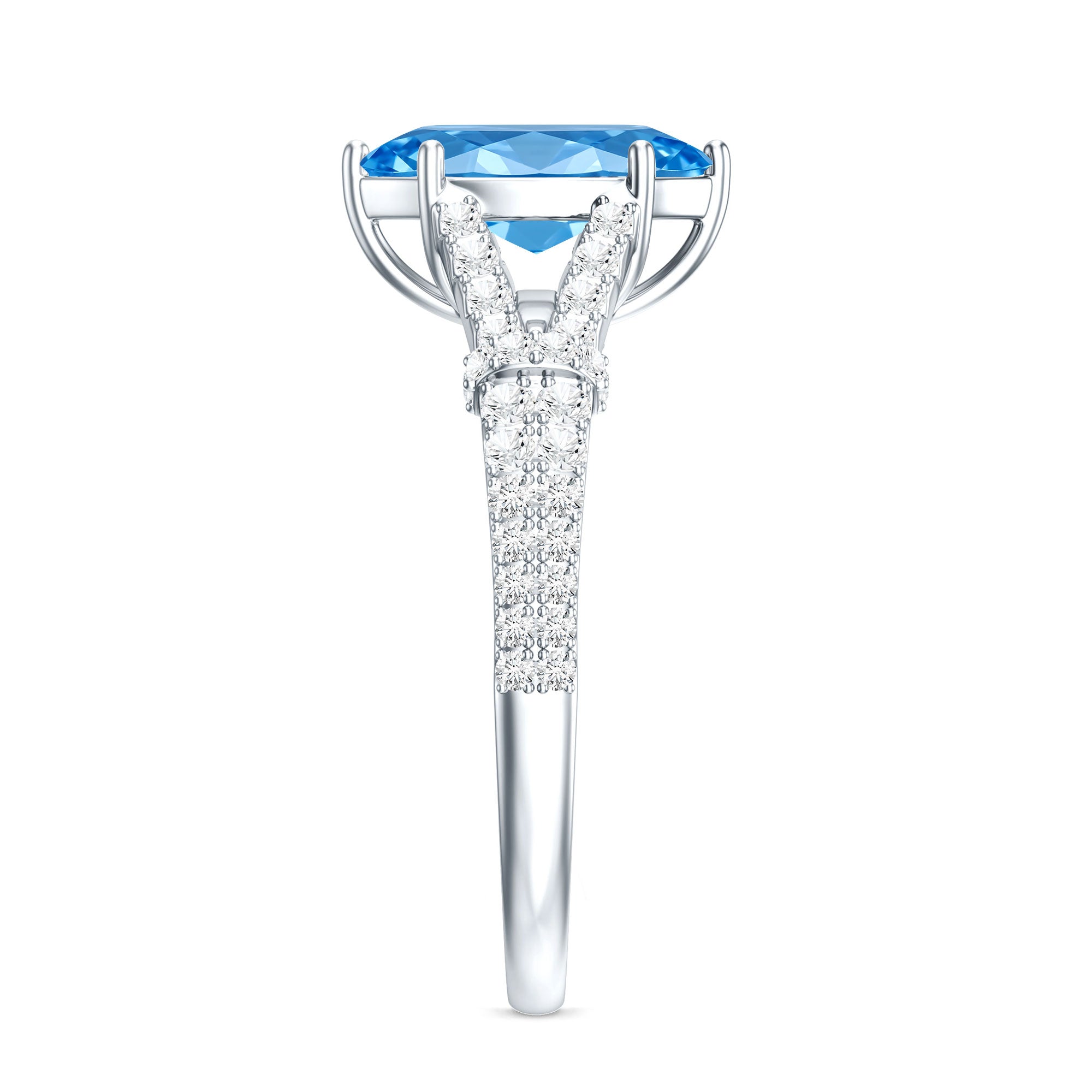 IGI Certified 1 Carat Lab Grown Blue Diamond Engagement Ring with Split Shank Vivid Blue - VS1 - Rosec Jewels