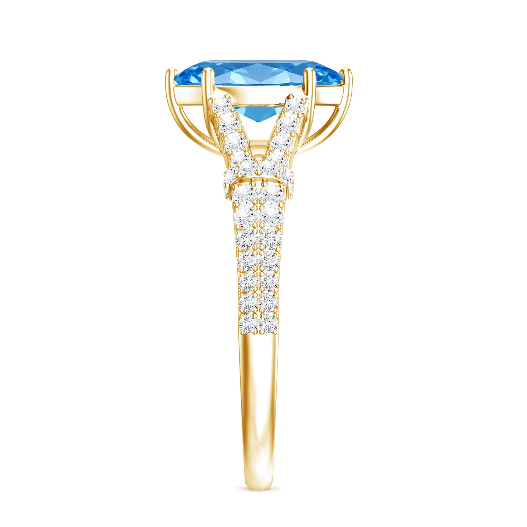 Rosec Jewels-IGI Certified 1 Carat Lab Grown Blue Diamond Engagement Ring with Split Shank