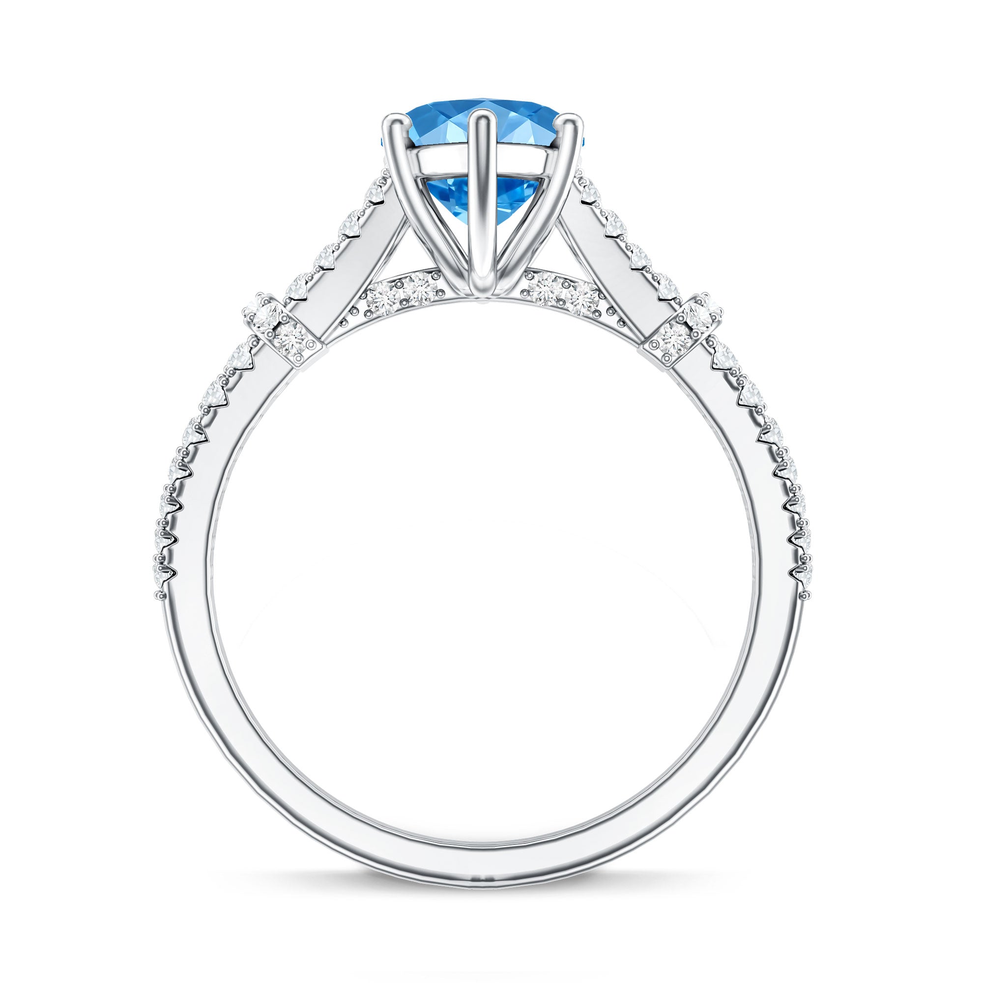 Rosec Jewels-IGI Certified Marquise Cut Lab Grown Blue Diamond 2 Carat Engagement Ring with Split Shank