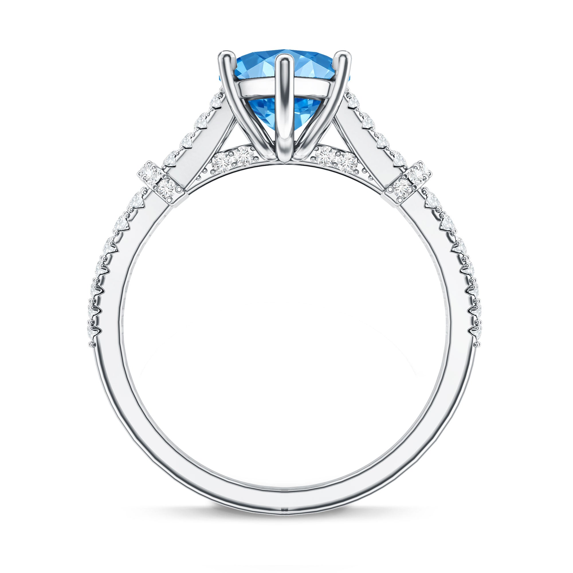 IGI Certified 3 Carat Blue Lab Grown Diamond Marquise Engagement Ring with Split Shank Vivid Blue - VS1 - Rosec Jewels