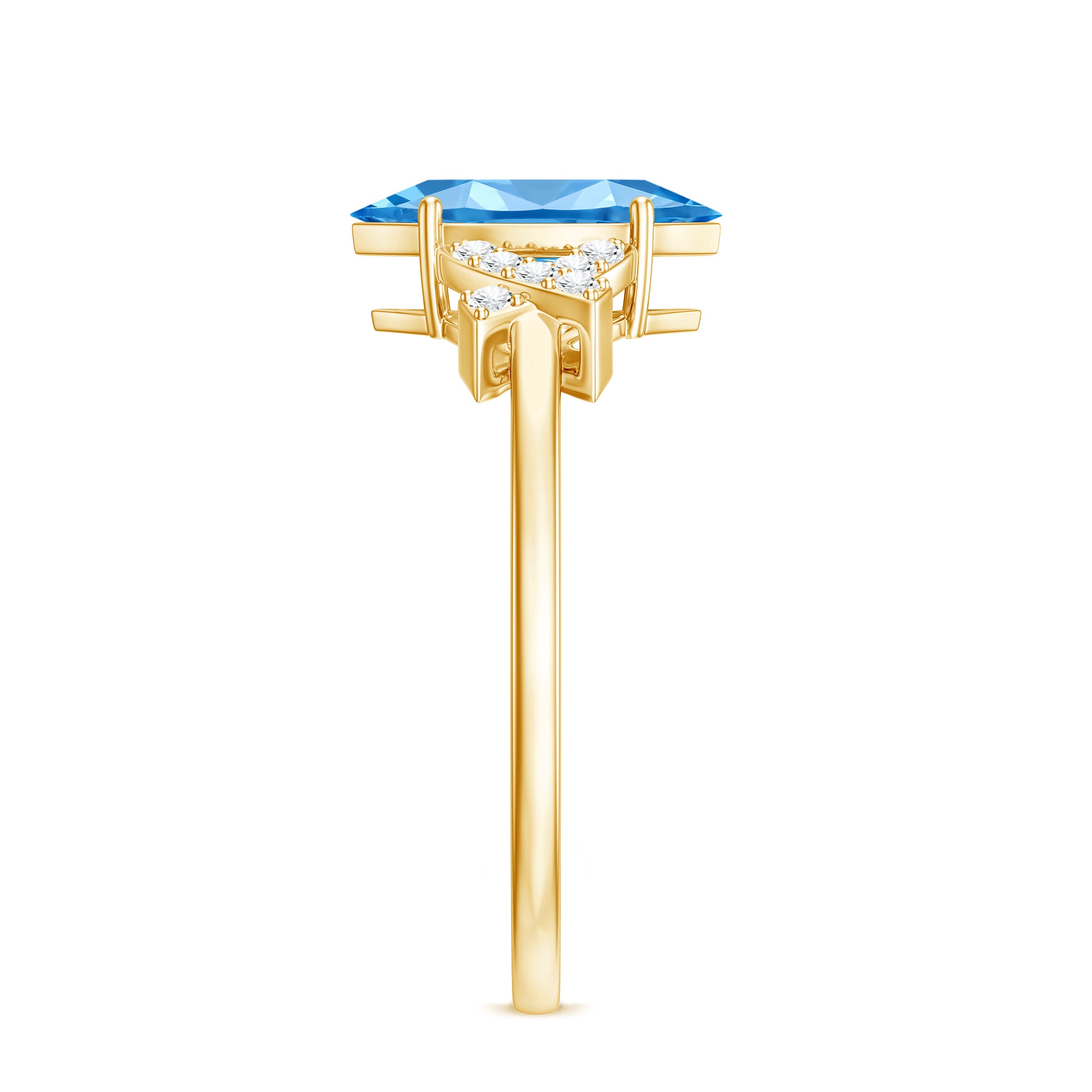 1 Carat Marquise Cut Lab Grown Blue Diamond Statement Ring with IGI Certificate Vivid Blue - VS1 - Rosec Jewels