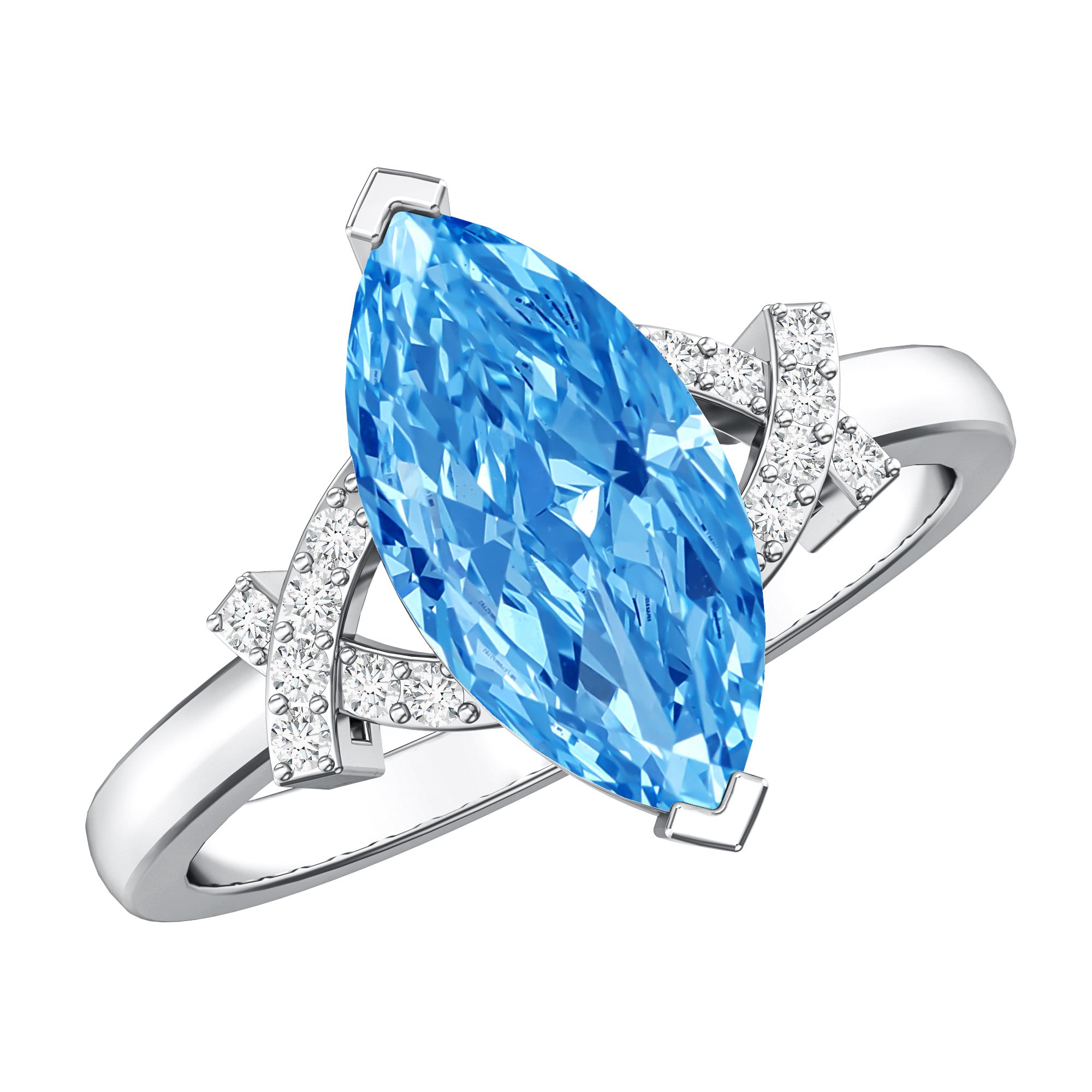 Rosec Jewels-2 Carat Solitaire Lab Grown Blue Diamond Marquise Engagement Ring IGI Certified