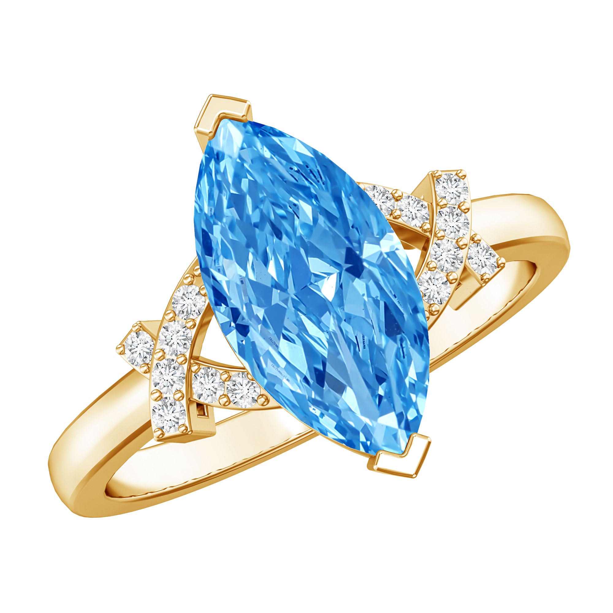 2 Carat Solitaire Lab Grown Blue Diamond Marquise Engagement Ring IGI Certified Vivid Blue - VS1 - Rosec Jewels