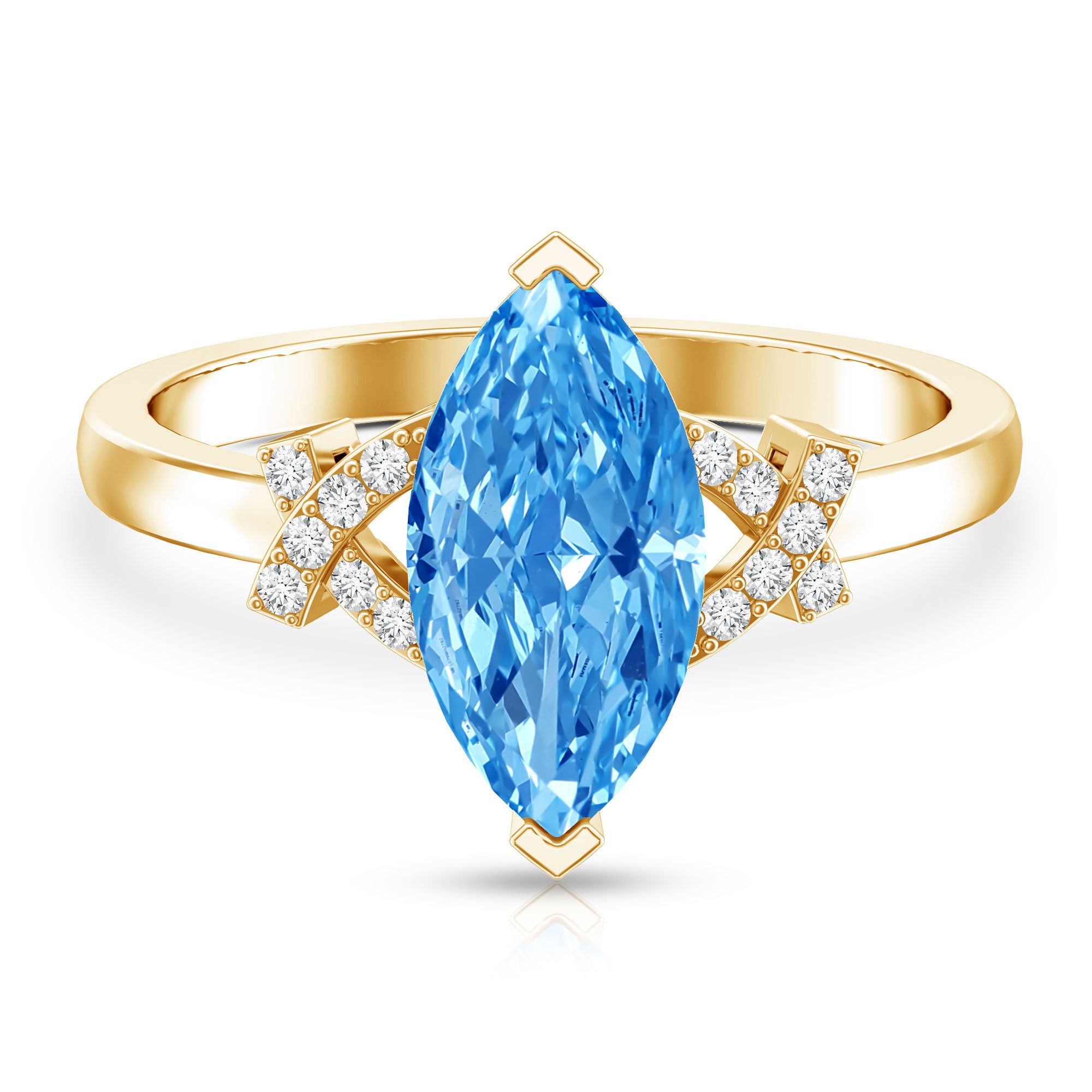 Rosec Jewels-2 Carat Solitaire Lab Grown Blue Diamond Marquise Engagement Ring IGI Certified