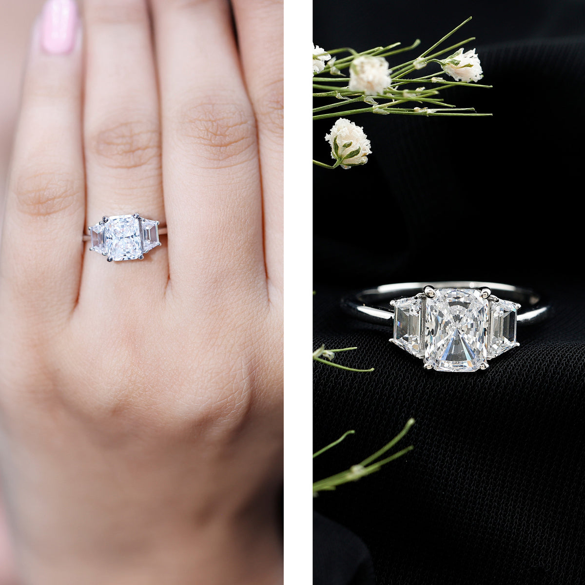 Rosec Jewels-2 Carat IGI Authenticated Lab Grown Diamond Three Stone Engagement Ring