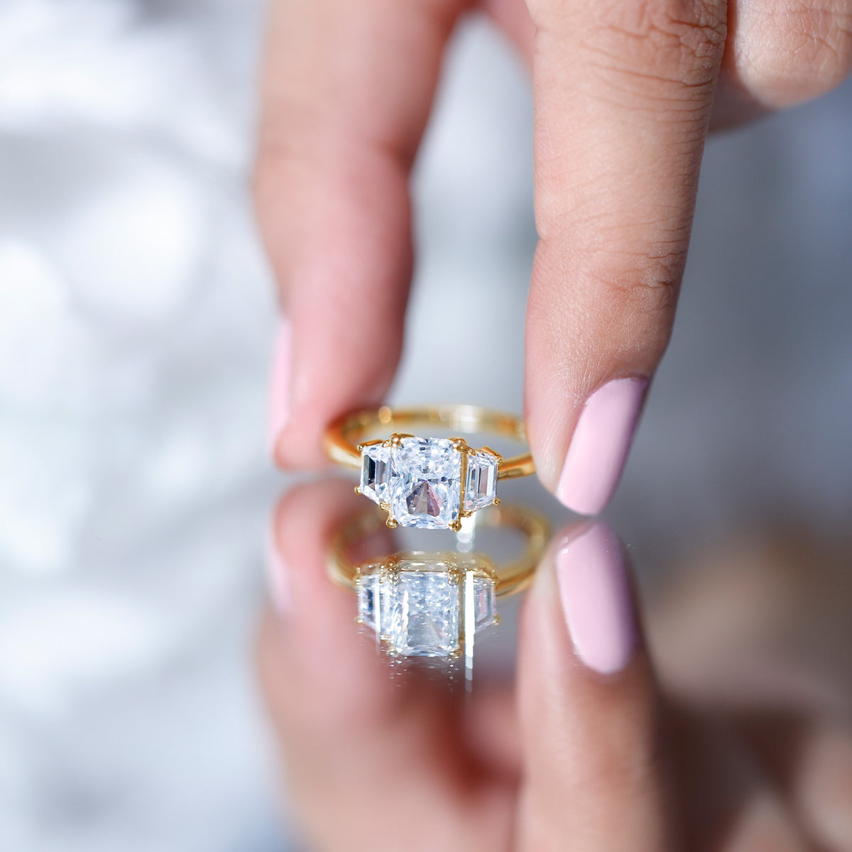 Rosec Jewels-2 Carat IGI Authenticated Lab Grown Diamond Three Stone Engagement Ring