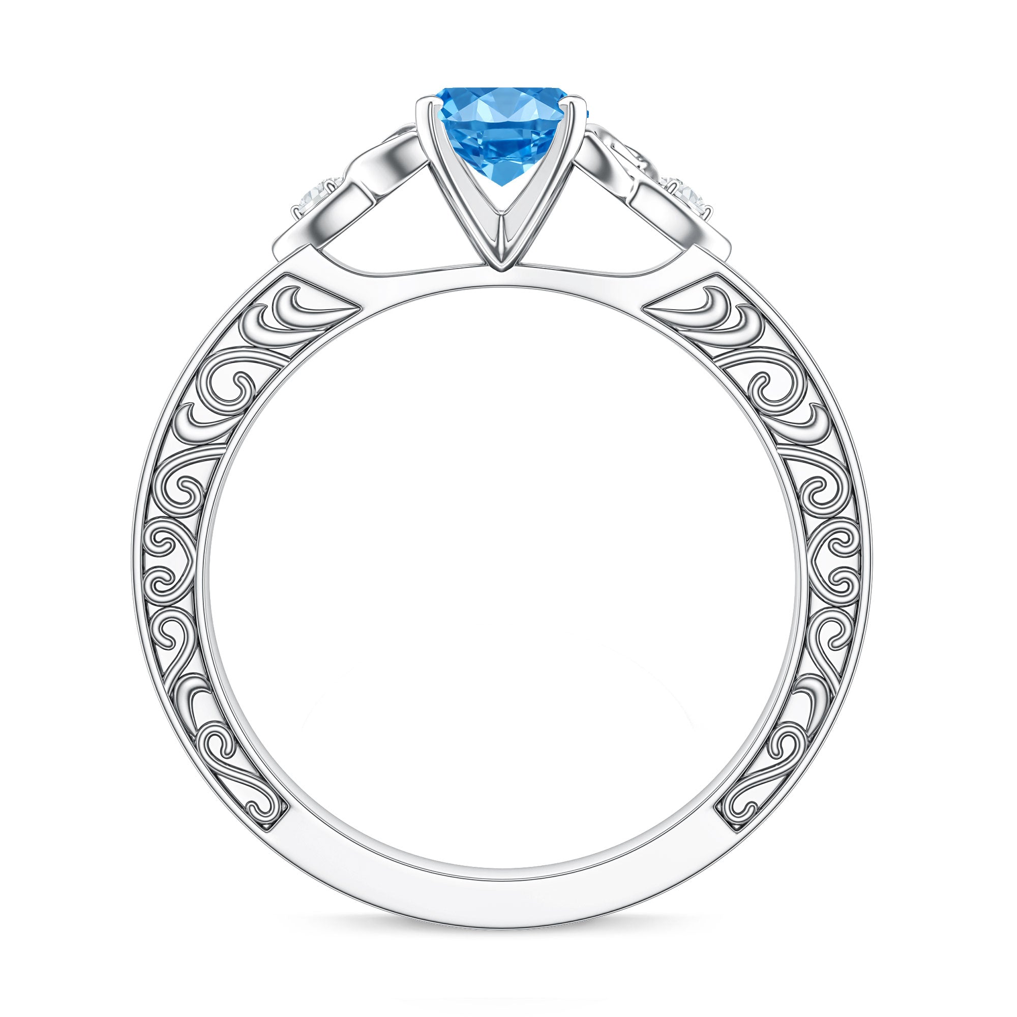 IGI Certified Vintage Looking 1 Carat Lab Blue Diamond Knot Engagement Ring Vivid Blue - VS1 - Rosec Jewels