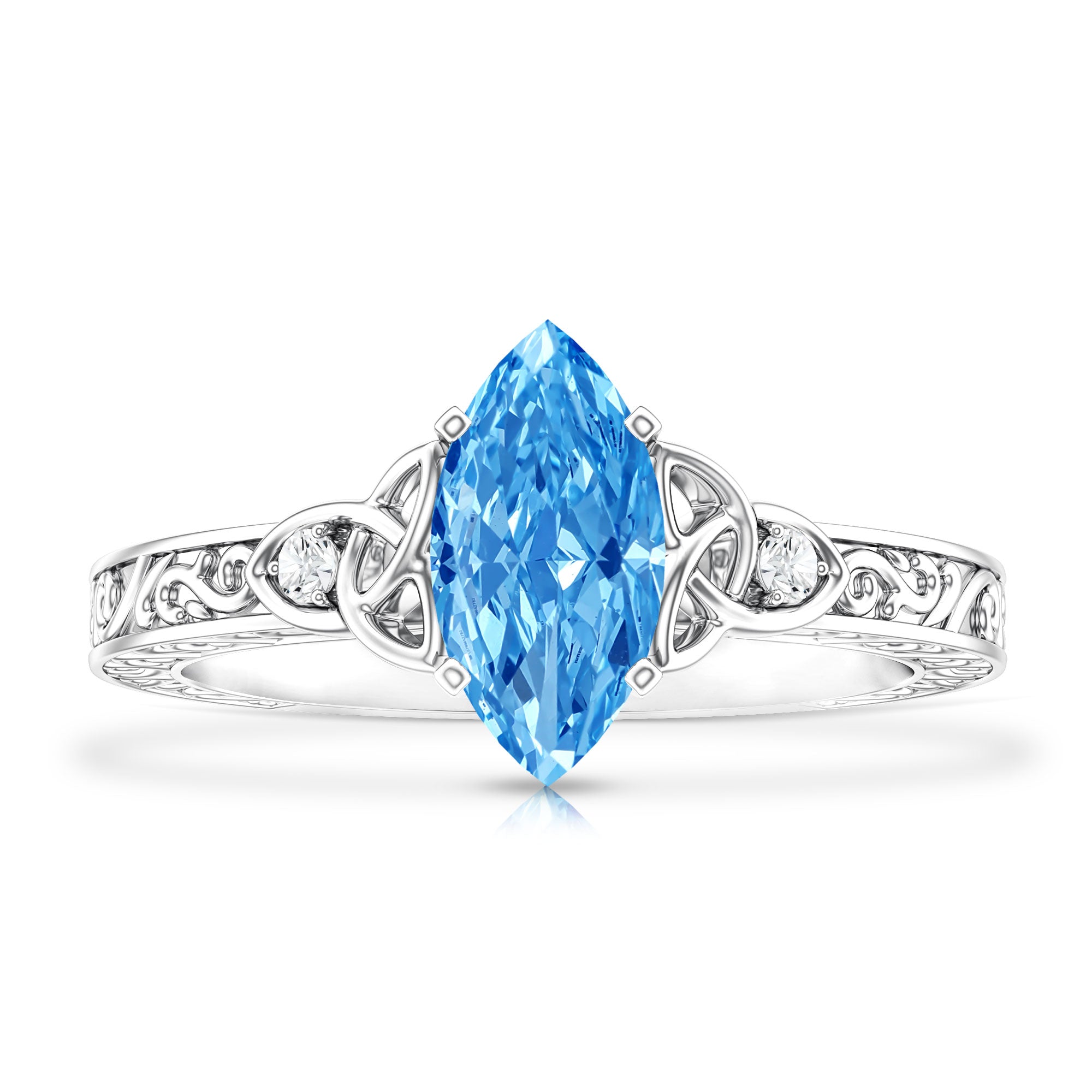 IGI Certified Vintage Looking 1 Carat Lab Blue Diamond Knot Engagement Ring Vivid Blue - VS1 - Rosec Jewels