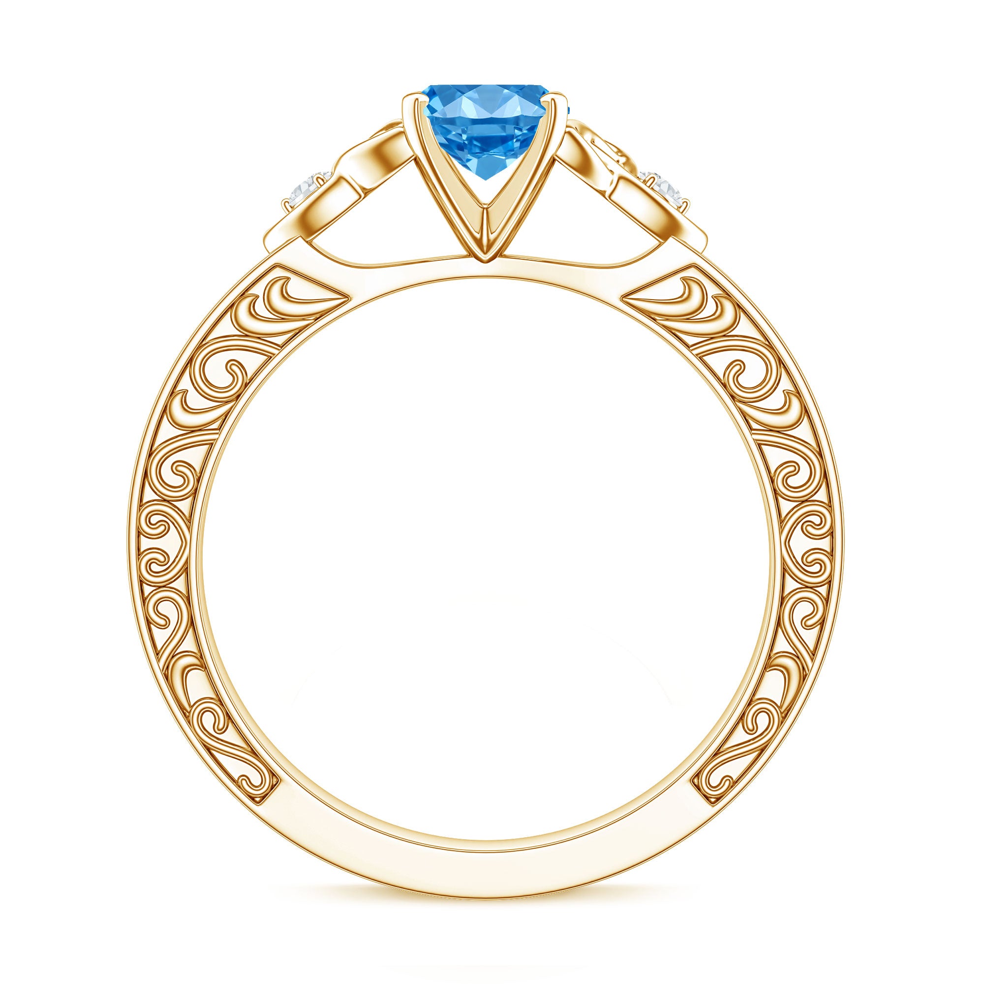 IGI Certified Vintage Looking 1 Carat Lab Blue Diamond Knot Engagement Ring Vivid Blue - VS1 - Rosec Jewels