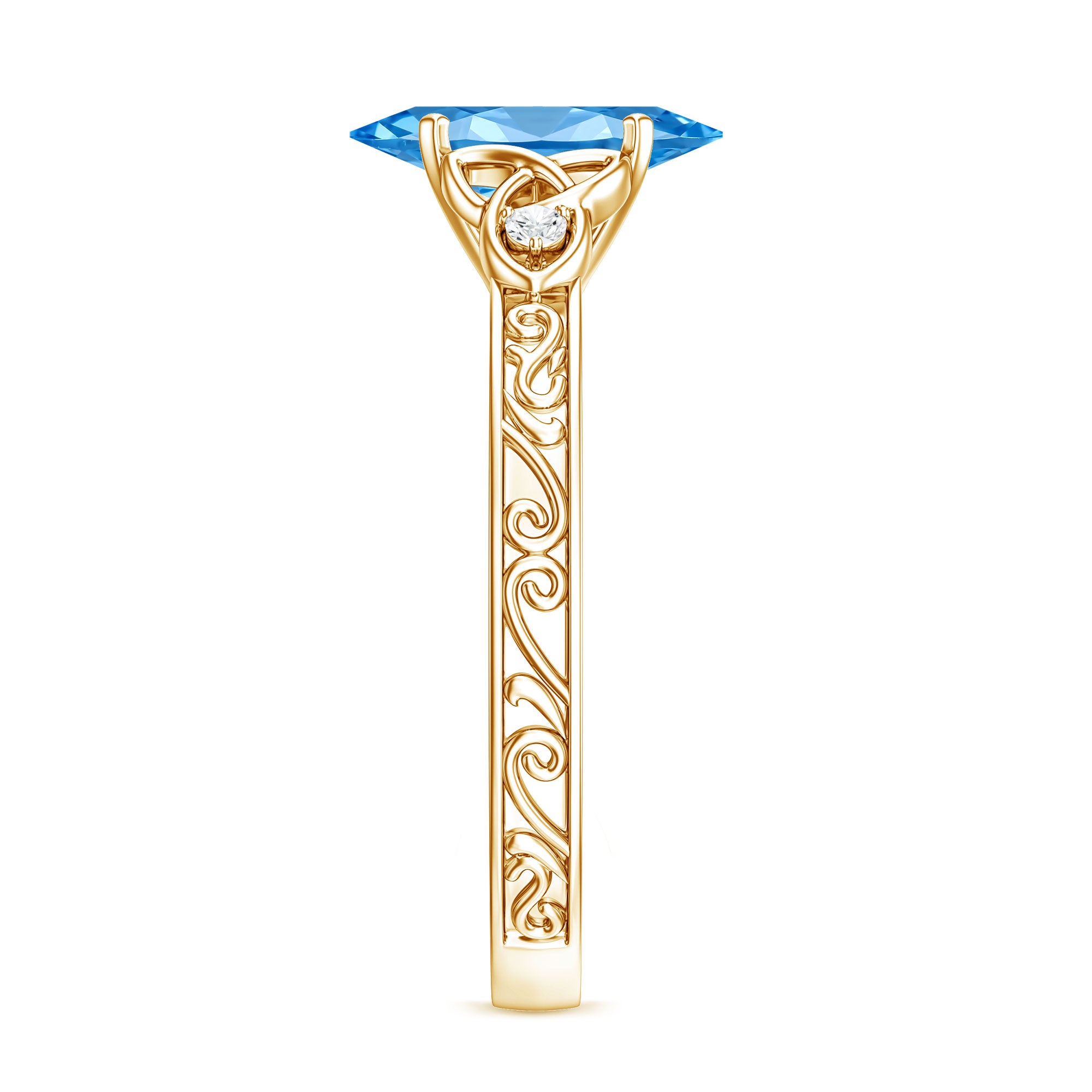 Rosec Jewels-IGI Certified Vintage Looking 1 Carat Lab Blue Diamond Knot Engagement Ring