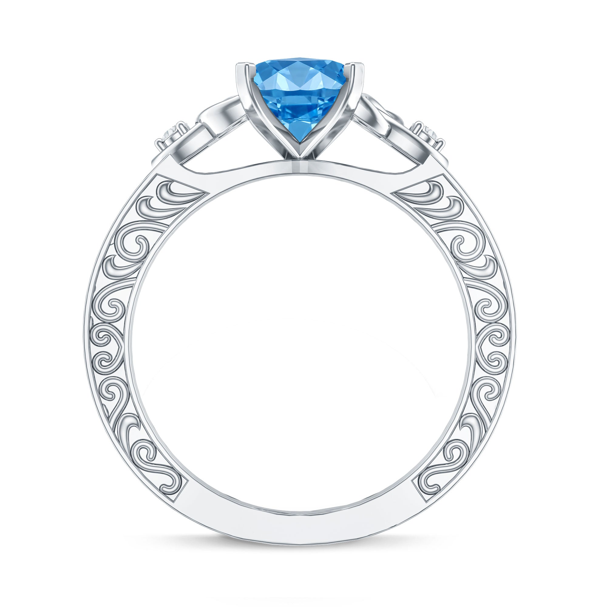 Vintage Inspired 2 Carat Marquise Lab Grown Blue Diamond Celtic Engagement Ring IGI Certified Vivid Blue - VS1 - Rosec Jewels