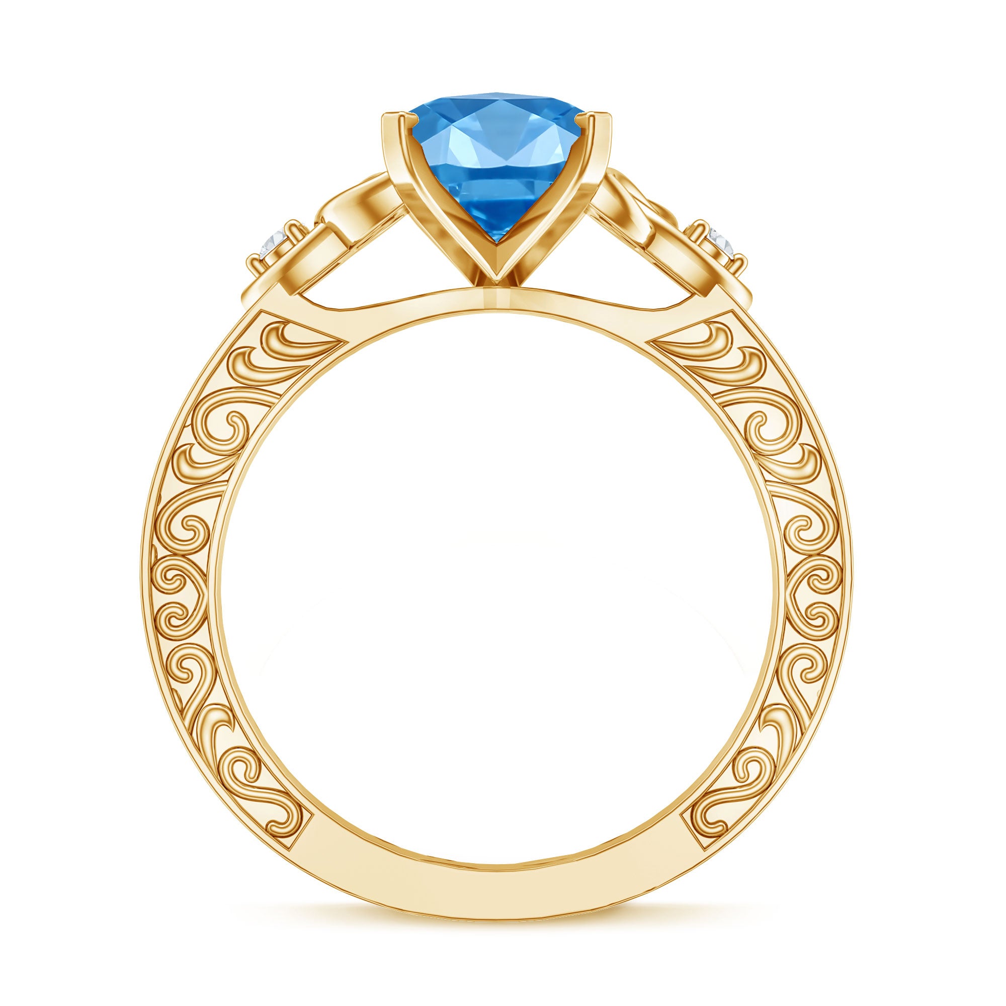 IGI Certified Vintage Celtic Engagement Ring with 3 Carat Marquise Lab Grown Blue Diamond Vivid Blue - VS1 - Rosec Jewels