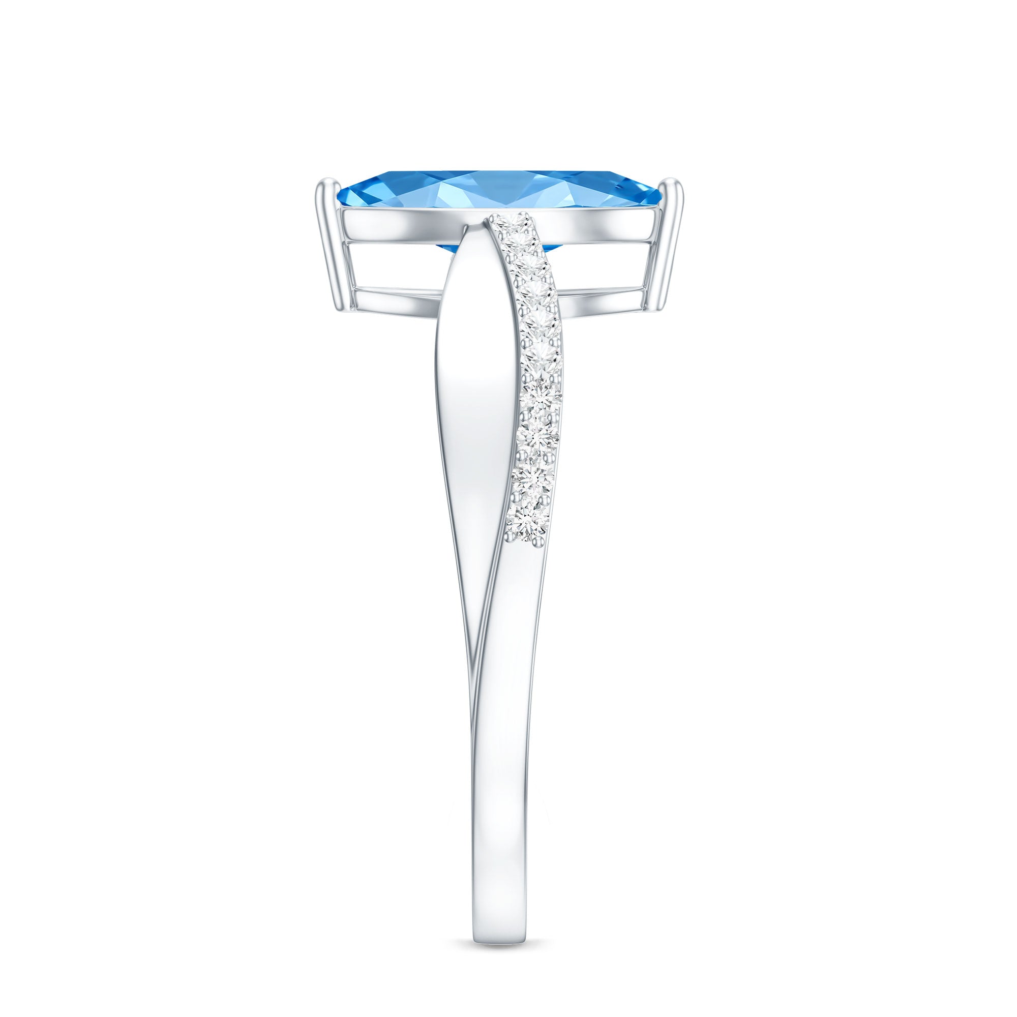 IGI Certified 1 Carat Lab Grown Blue Diamond Marquise Engagement Ring for Women Vivid Blue - VS1 - Rosec Jewels