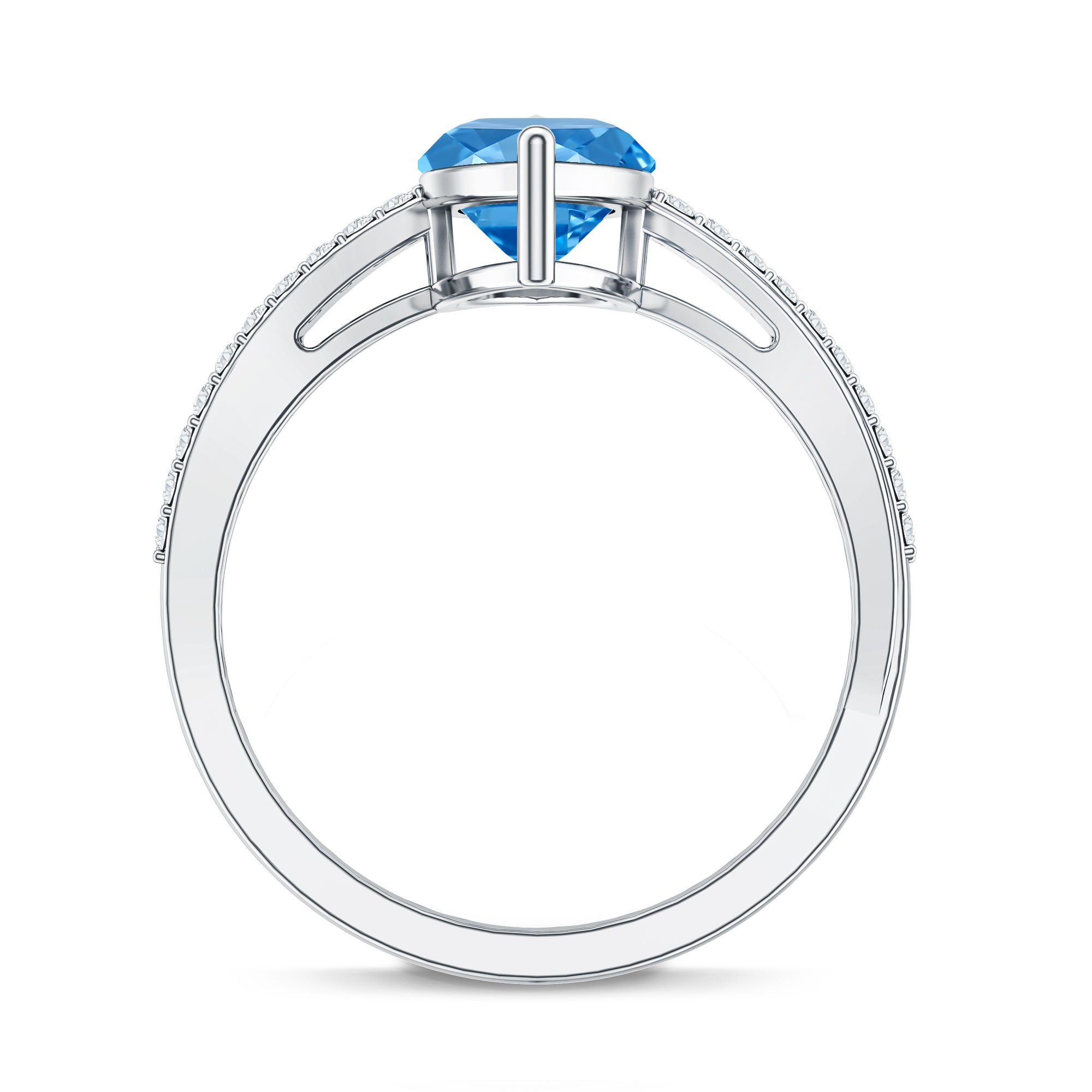 2 Carat Lab Grown Blue Diamond Marquise Cut Engagement Ring with IGI Certificate Vivid Blue - VS1 - Rosec Jewels