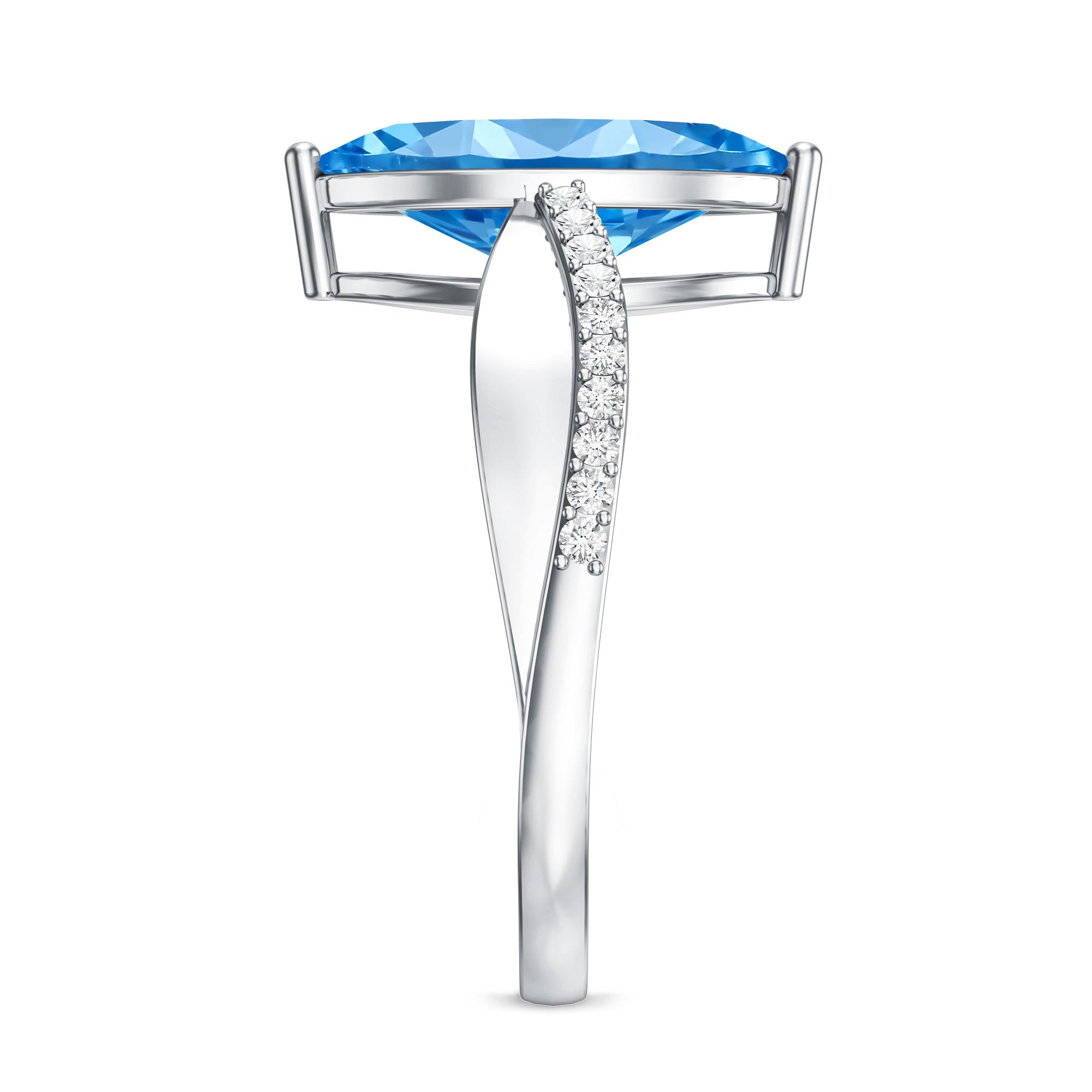 2 Carat Lab Grown Blue Diamond Marquise Cut Engagement Ring with IGI Certificate Vivid Blue - VS1 - Rosec Jewels