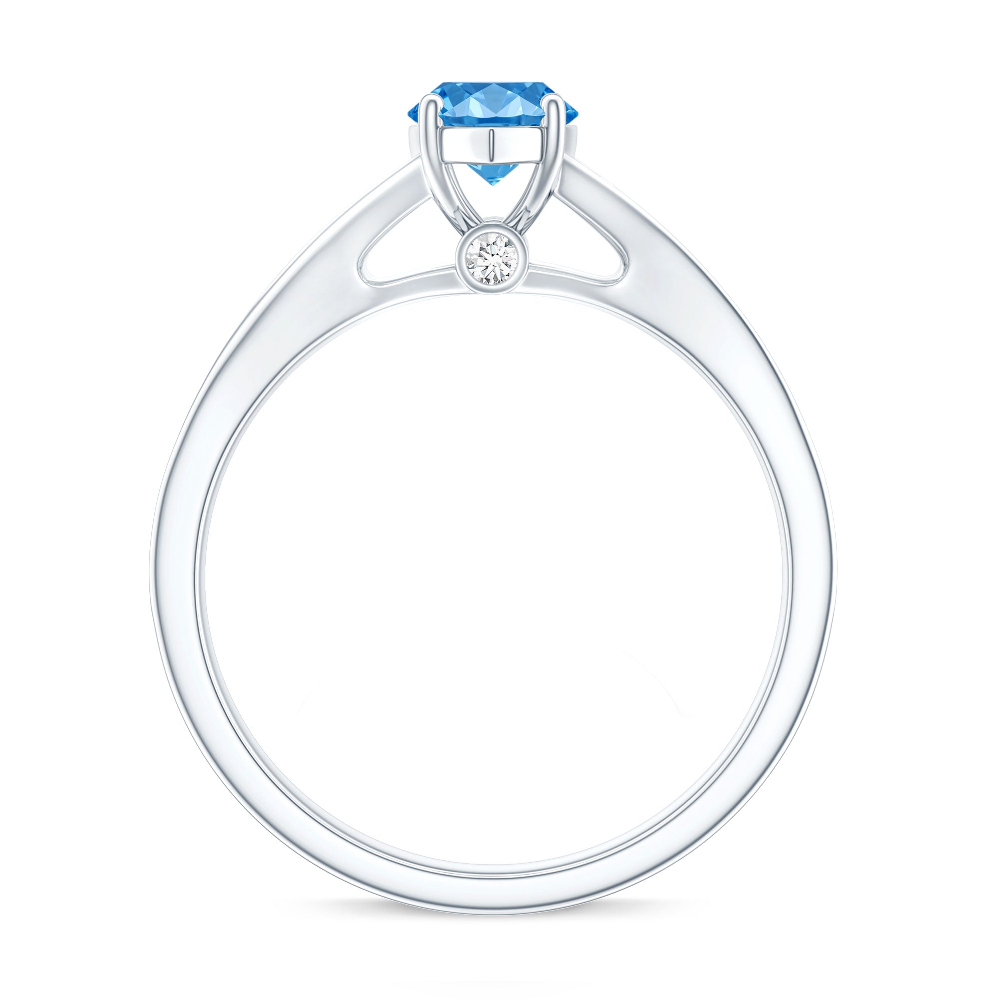 Marquise Cut IGI Certified 1 Carat Lab Grown Blue Diamond Engagement Ring with Split Shank Vivid Blue - VS1 - Rosec Jewels