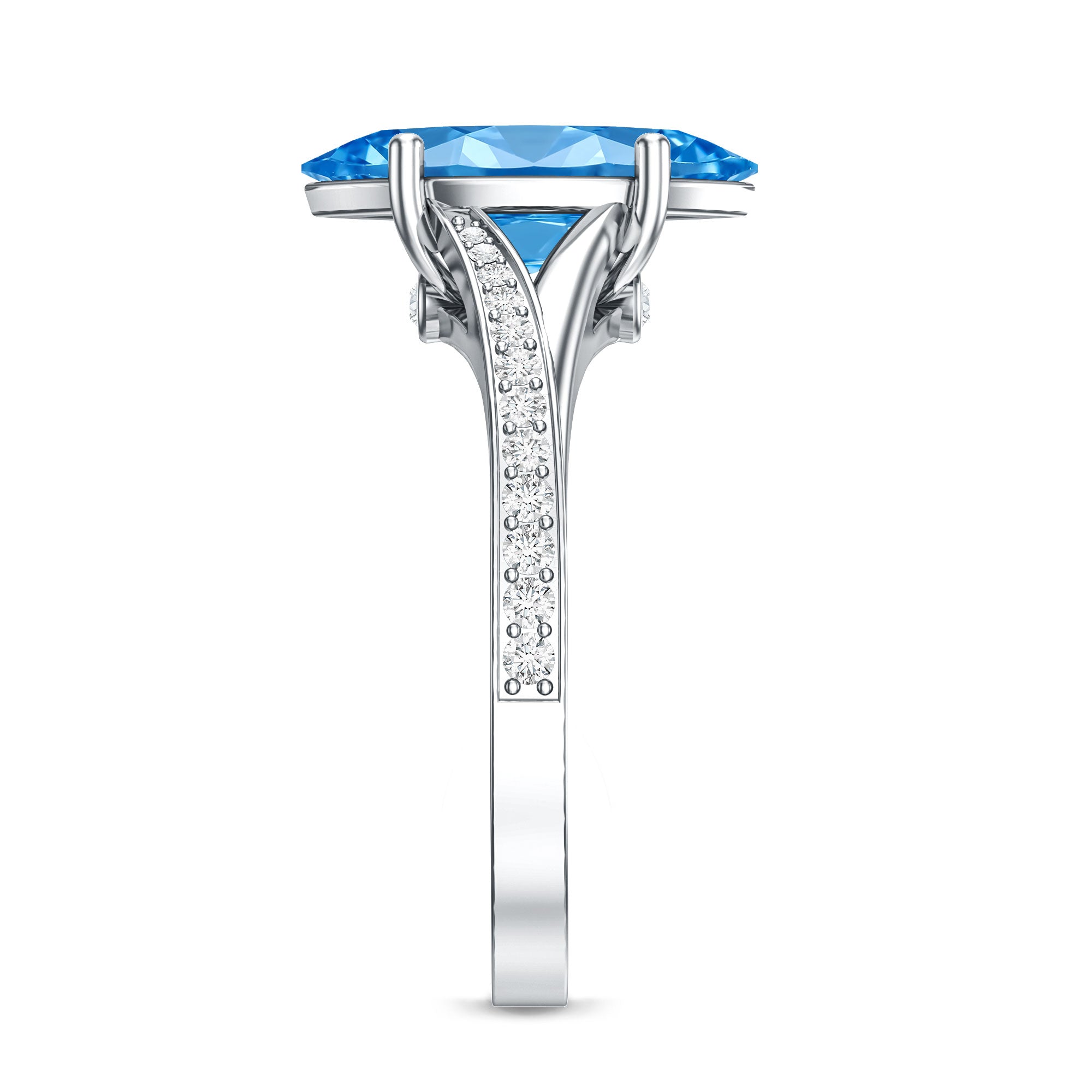 Rosec Jewels-IGI Certified 2 Carat Lab Grown Blue Diamond Split Shank Engagement Ring