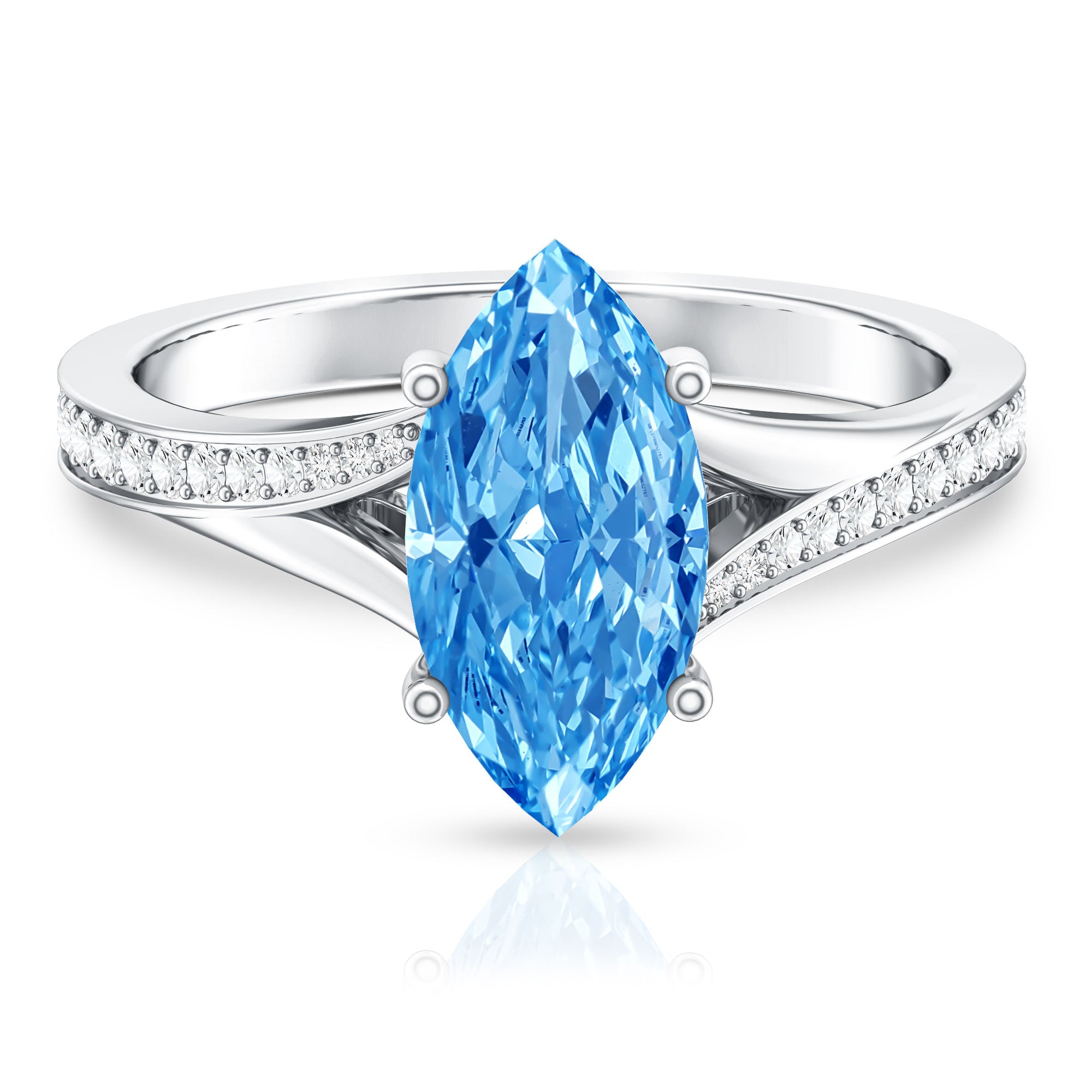 Rosec Jewels-IGI Certified 2 Carat Lab Grown Blue Diamond Split Shank Engagement Ring