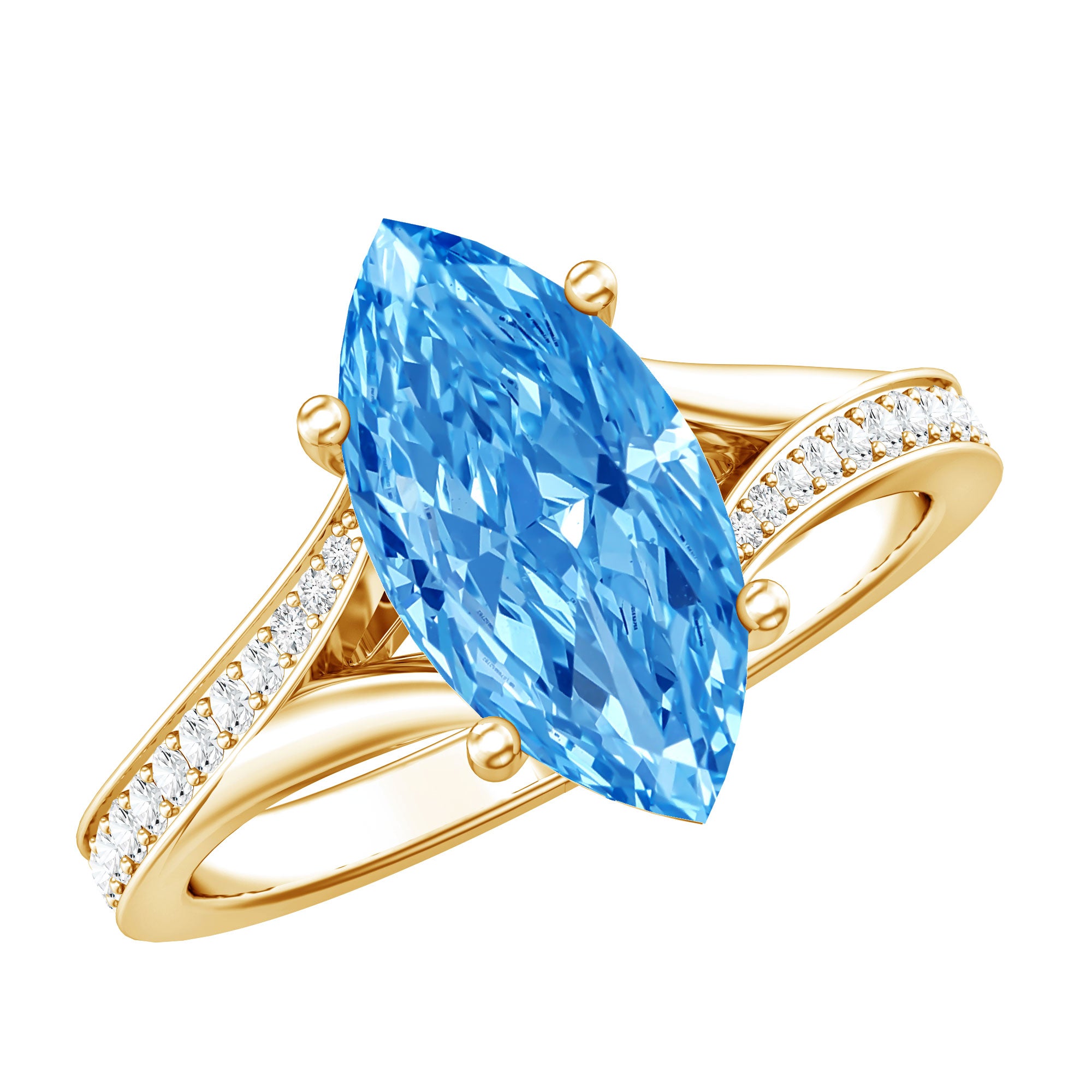 Rosec Jewels-IGI Certified 2 Carat Lab Grown Blue Diamond Split Shank Engagement Ring