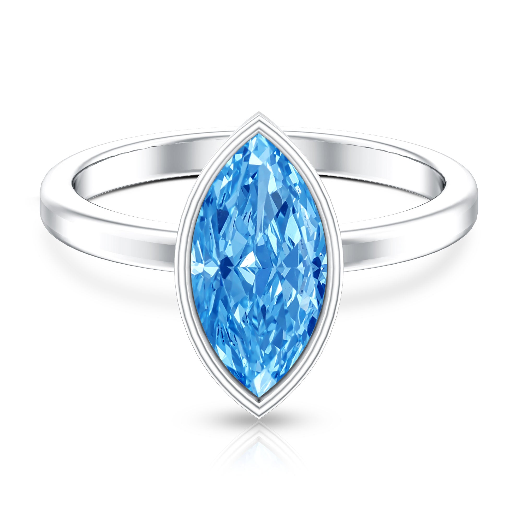 2 Carat Lab Grown Blue Diamond Marquise Solitaire Engagement Ring IGI Certified Vivid Blue - VS1 - Rosec Jewels