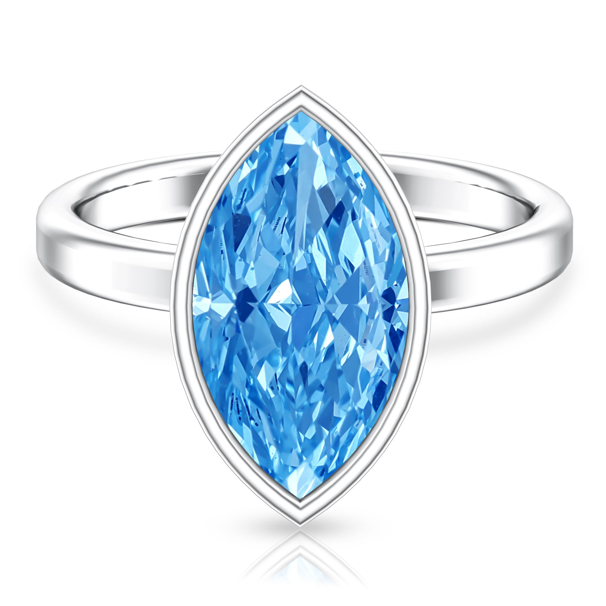 Rosec Jewels-Big 4 Carat Lab Grown Blue Diamond Marquise Cut Engagement Ring IGI Certified
