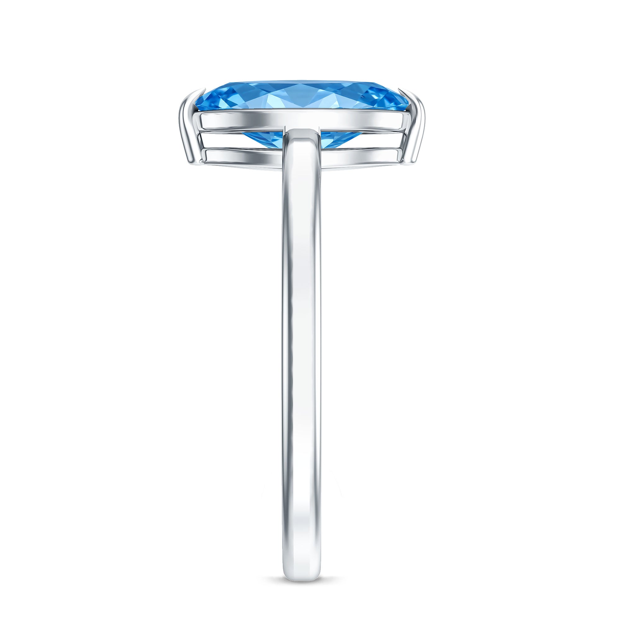 Solitaire 1 Carat Marquise Cut Lab Grown Blue Diamond Engagement Ring with IGI Certificate Vivid Blue - VS1 - Rosec Jewels