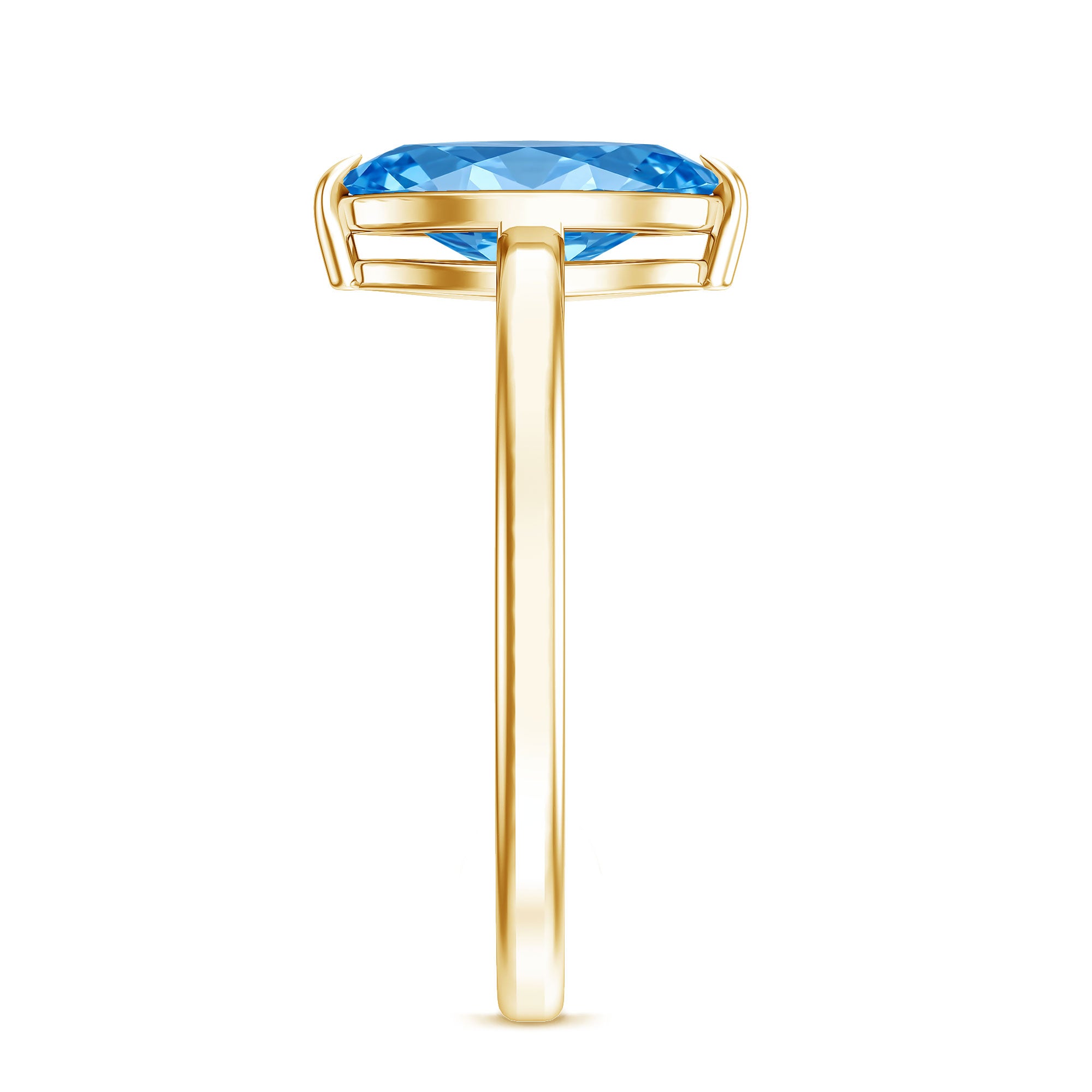 Solitaire 1 Carat Marquise Cut Lab Grown Blue Diamond Engagement Ring with IGI Certificate Vivid Blue - VS1 - Rosec Jewels