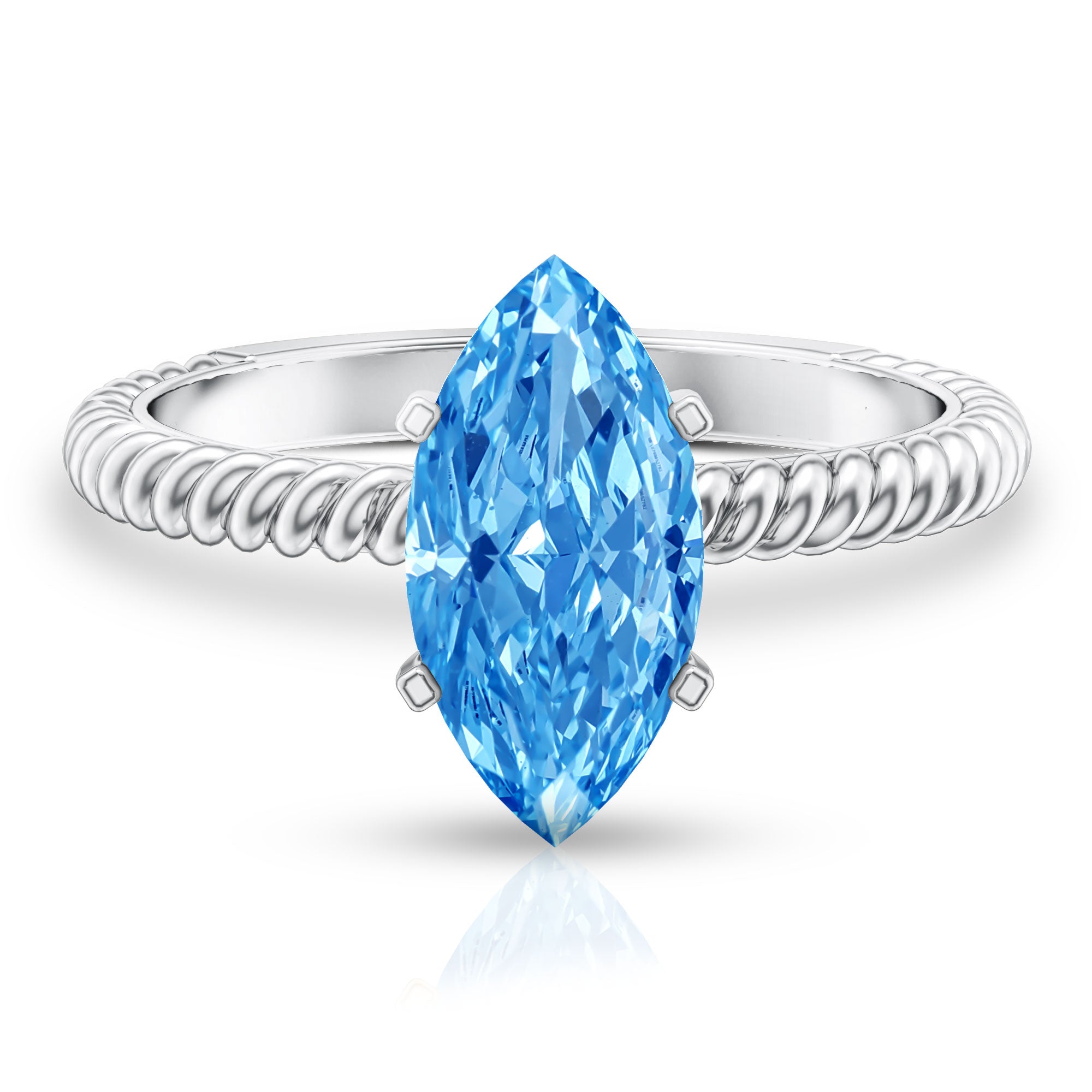 Rosec Jewels-Lab Grown 2 Carat Blue Diamond Marquise Solitaire Engagement Ring IGI Certified