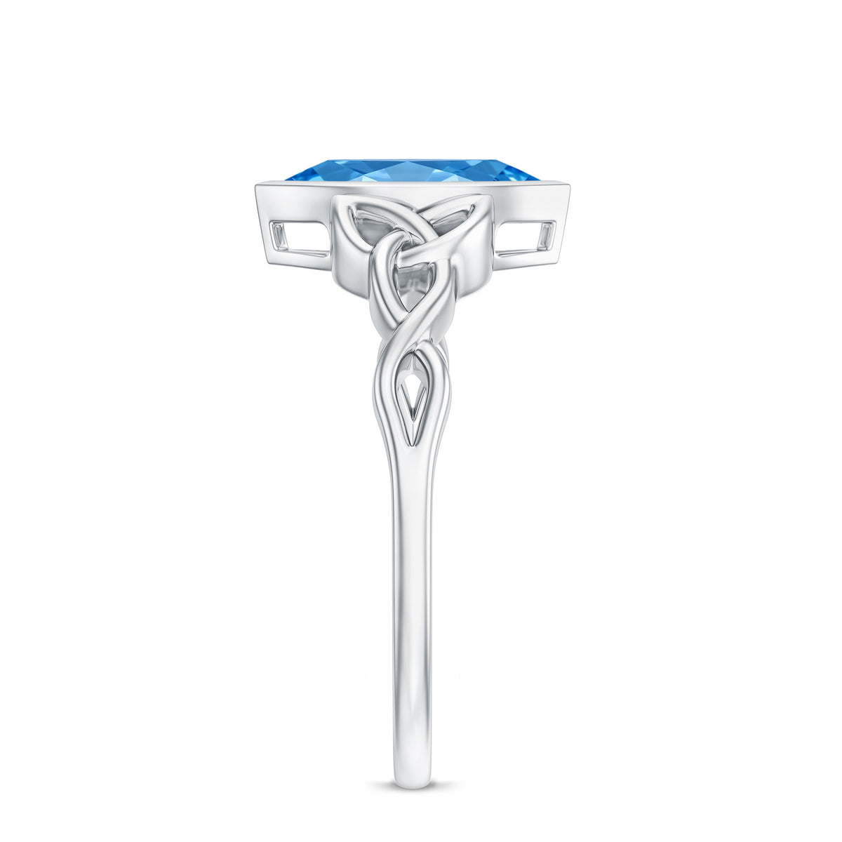 1 Carat Marquise Cut Lab Blue Diamond Celtic Engagement Ring IGI Certified Vivid Blue - VS1 - Rosec Jewels