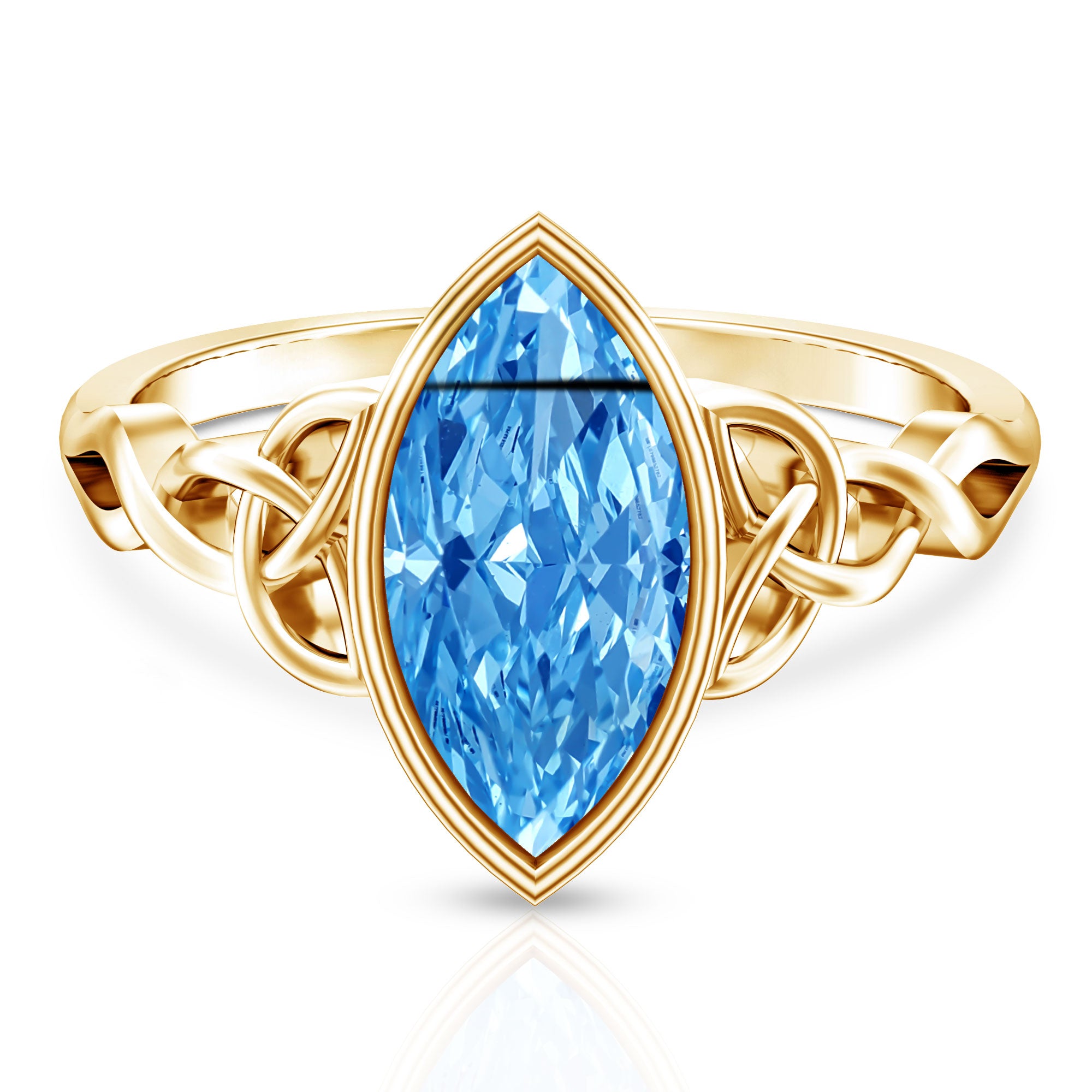 Rosec Jewels-2 Carat Marquise Cut Lab Grown Blue Diamond Celtic Engagement Ring IGI Certified