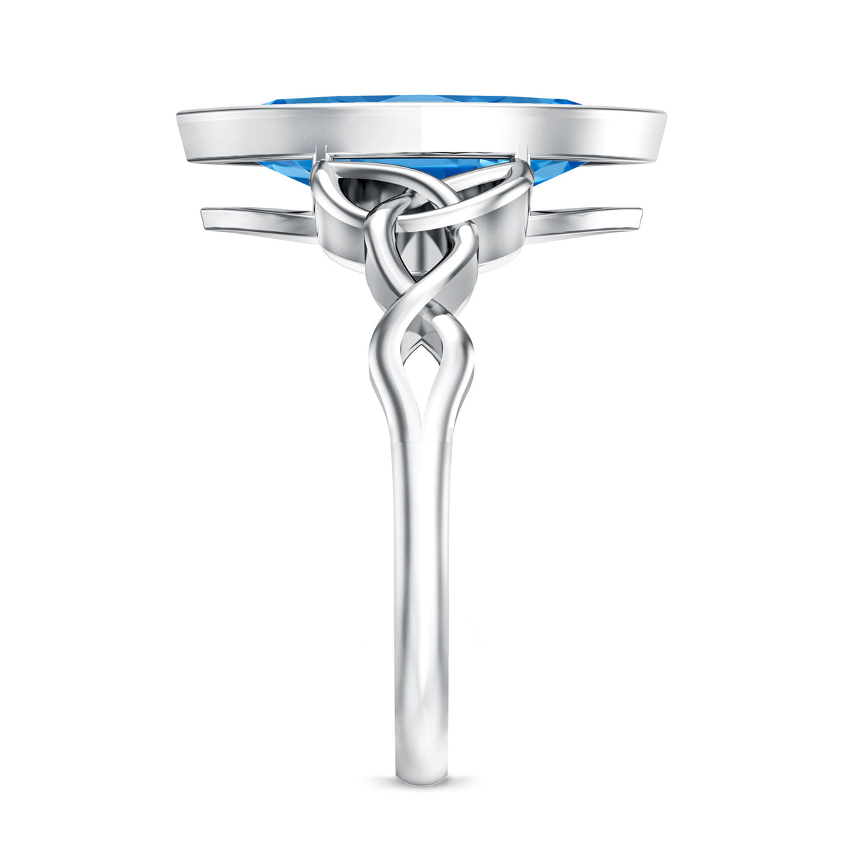 3 Carat Marquise Cut Lab Grown Blue Diamond Celtic Engagement Ring with IGI Certificate Vivid Blue - VS1 - Rosec Jewels