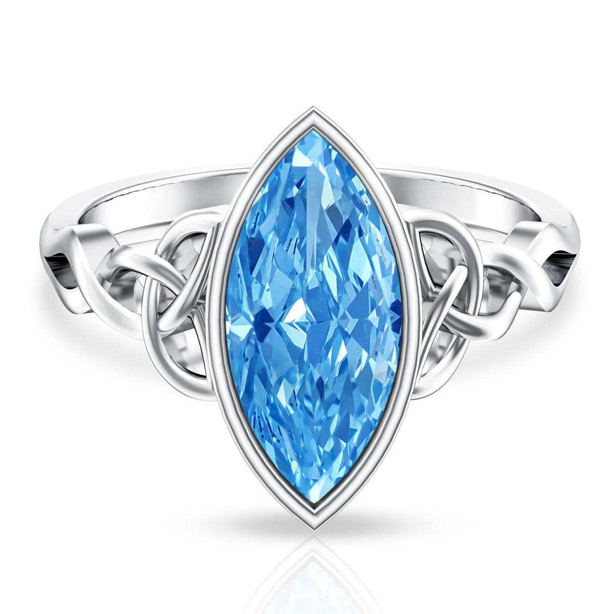 3 Carat Marquise Cut Lab Grown Blue Diamond Celtic Engagement Ring with IGI Certificate Vivid Blue - VS1 - Rosec Jewels