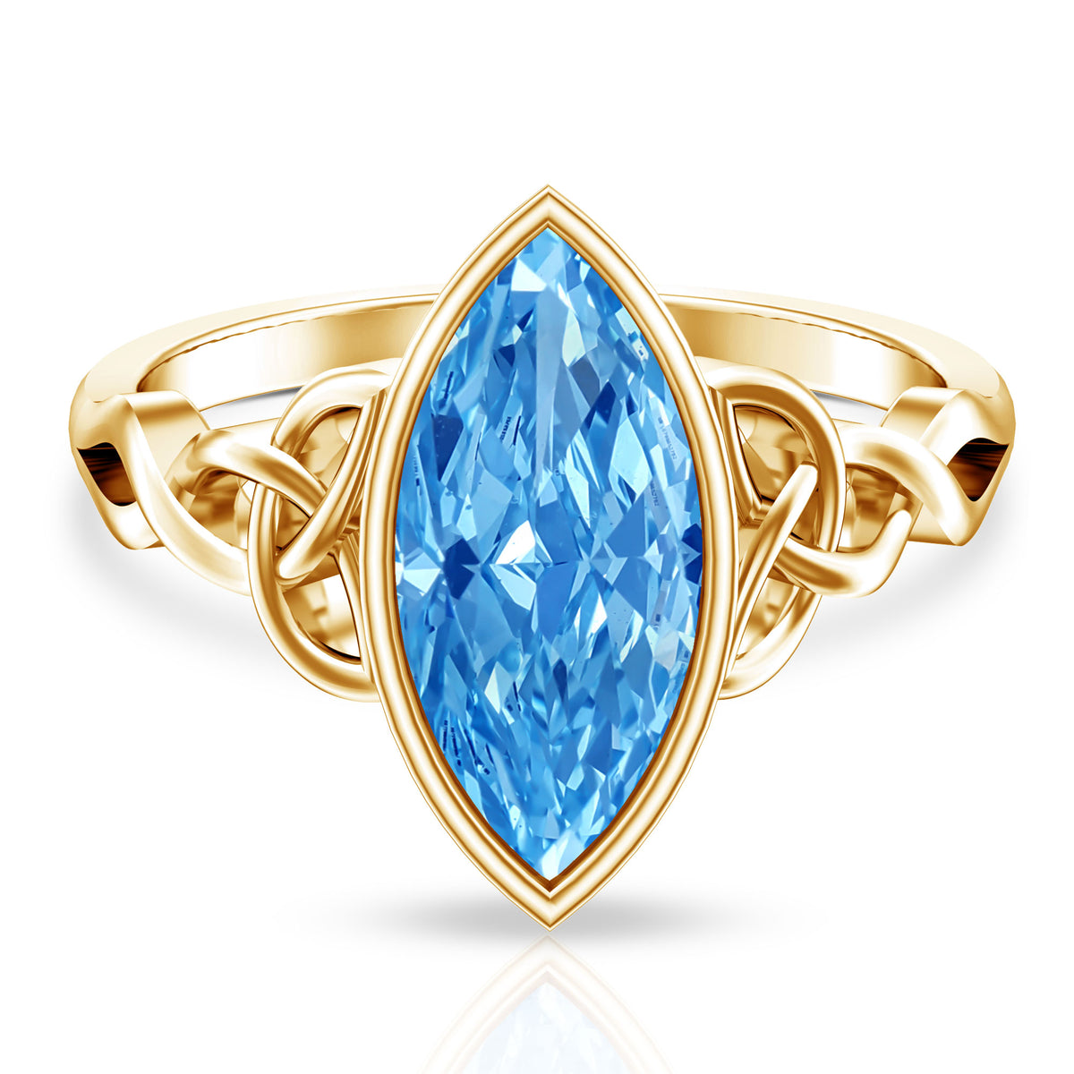 3 Carat Marquise Cut Lab Grown Blue Diamond Celtic Engagement Ring with IGI Certificate Vivid Blue - VS1 - Rosec Jewels