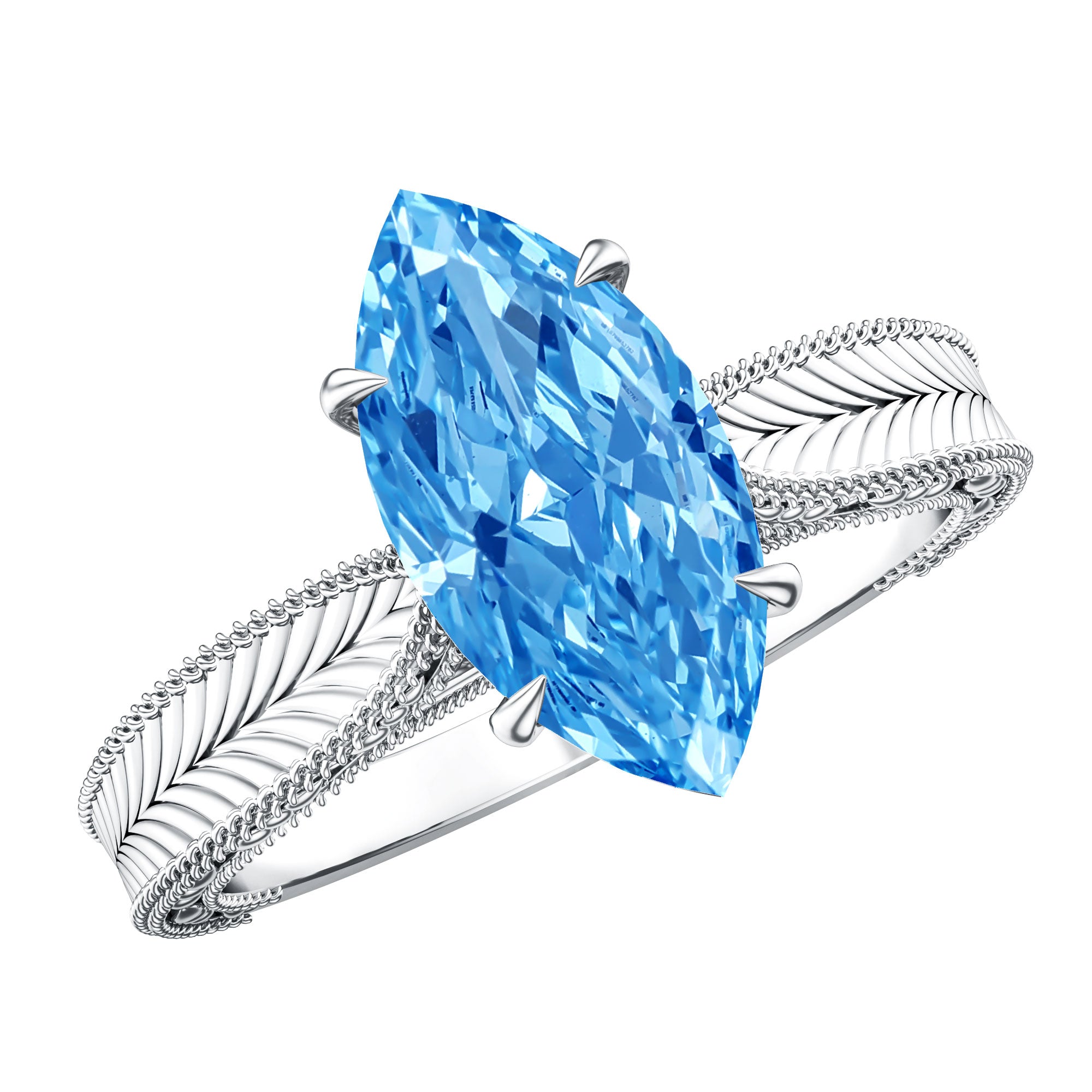Lab Created 2 Carat Blue Diamond Vintage Inspired Engagement Ring IGI Certified Vivid Blue - VS1 - Rosec Jewels