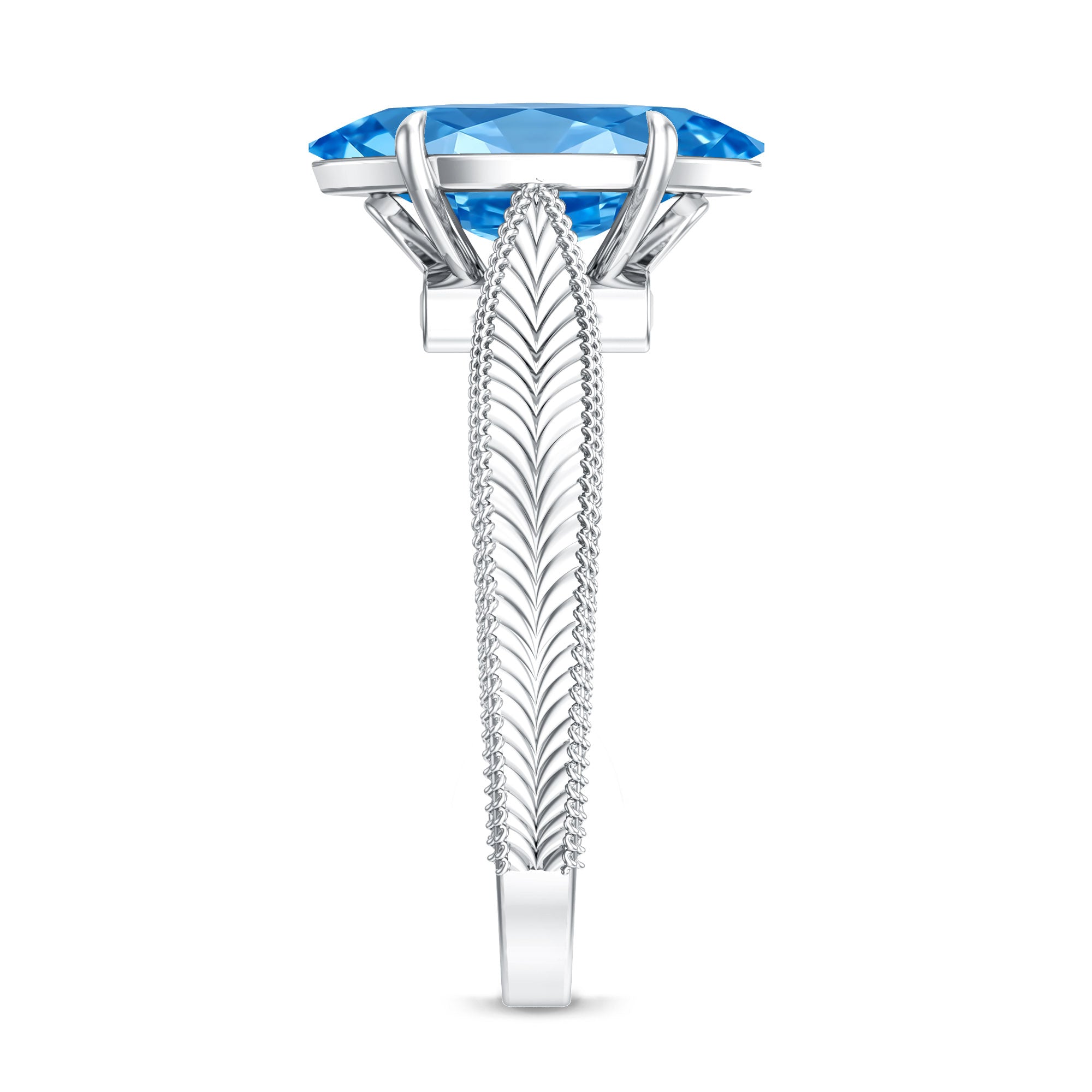 Lab Created 2 Carat Blue Diamond Vintage Inspired Engagement Ring IGI Certified Vivid Blue - VS1 - Rosec Jewels