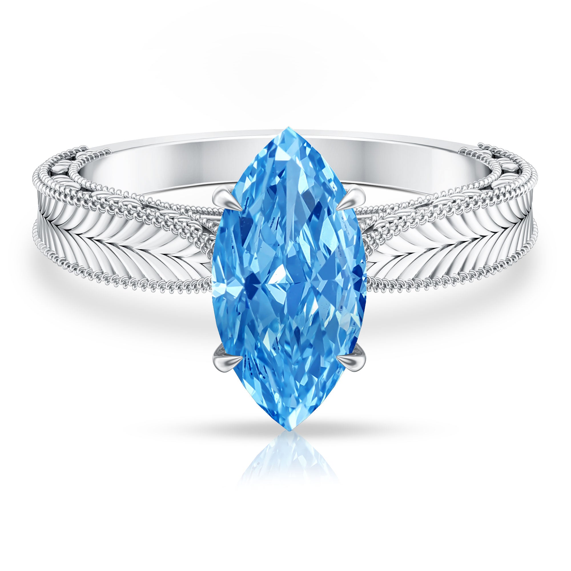 Lab Created 2 Carat Blue Diamond Vintage Inspired Engagement Ring IGI Certified Vivid Blue - VS1 - Rosec Jewels