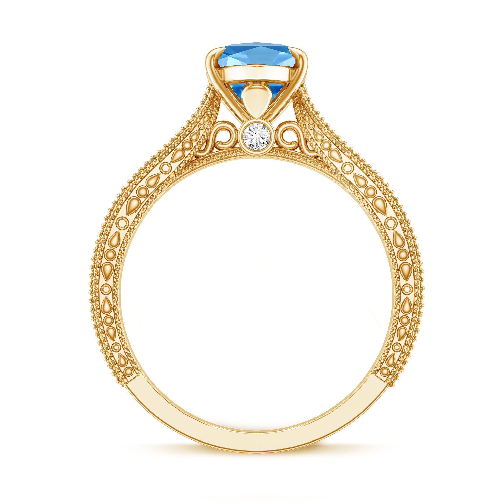 Lab Created 2 Carat Blue Diamond Vintage Inspired Engagement Ring IGI Certified Vivid Blue - VS1 - Rosec Jewels