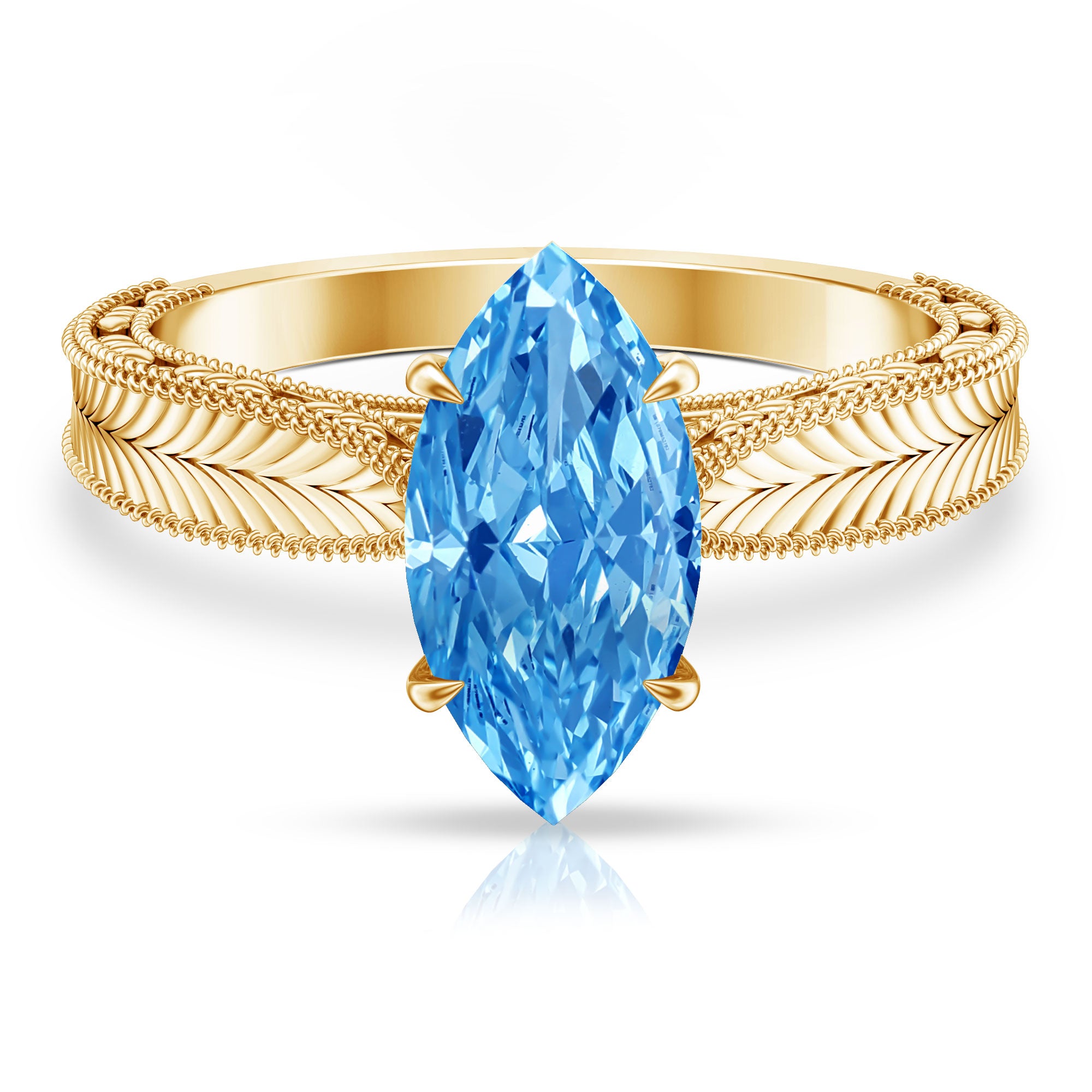 Lab Created 2 Carat Blue Diamond Vintage Inspired Engagement Ring IGI Certified Vivid Blue - VS1 - Rosec Jewels