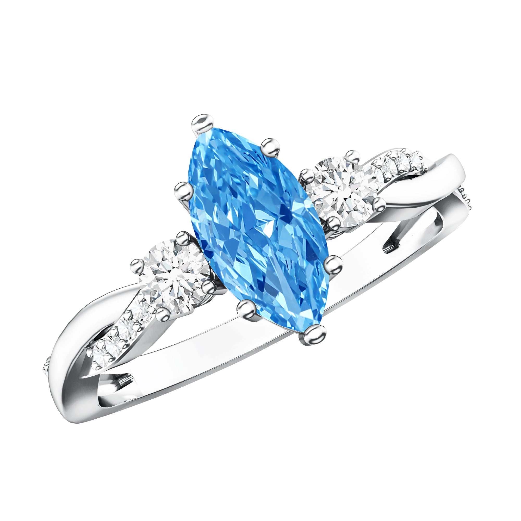 IGI Certified 1 Carat Marquise Cut Lab Blue Diamond Braided Ring for Women Vivid Blue - VS1 - Rosec Jewels