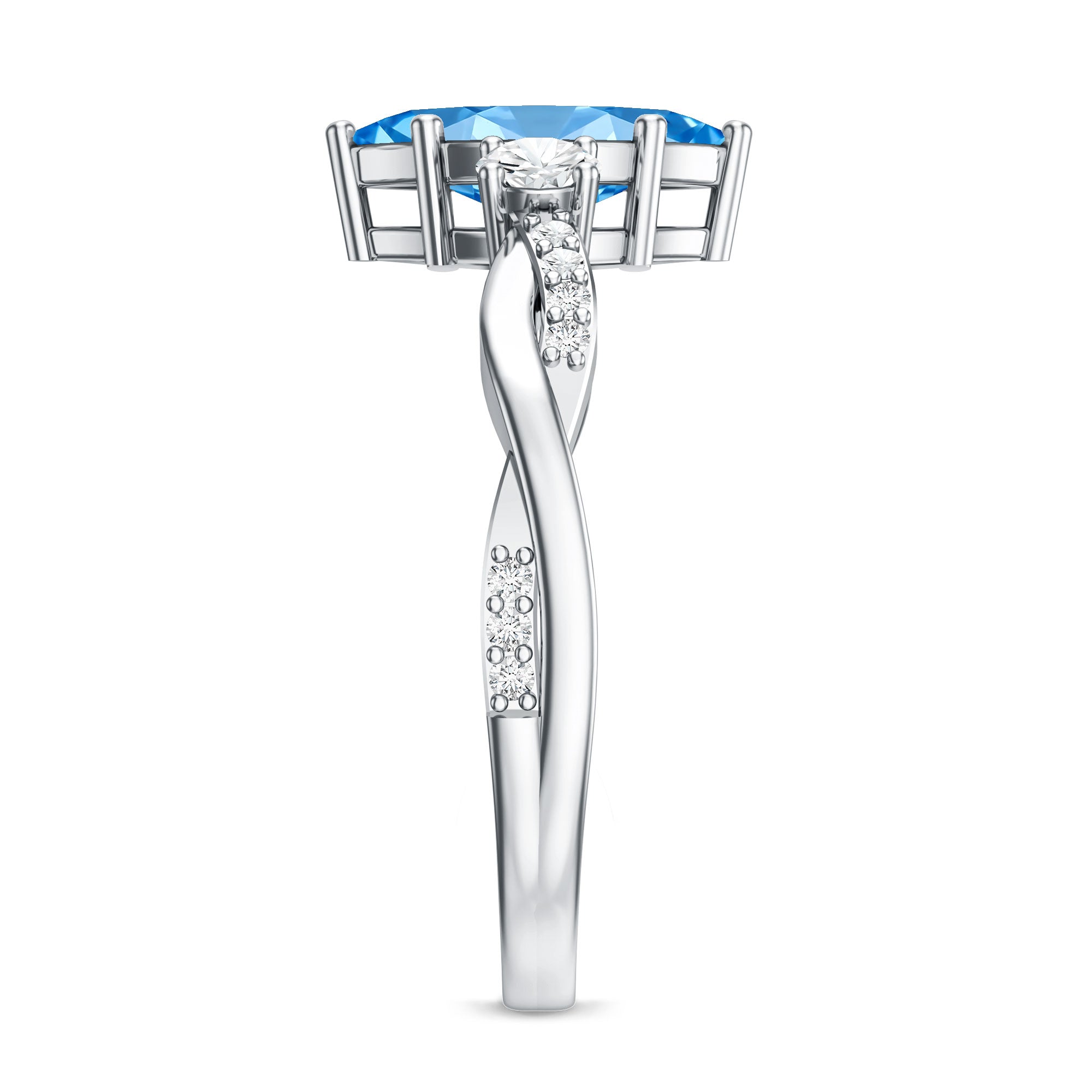 IGI Certified 1 Carat Marquise Cut Lab Blue Diamond Braided Ring for Women Vivid Blue - VS1 - Rosec Jewels