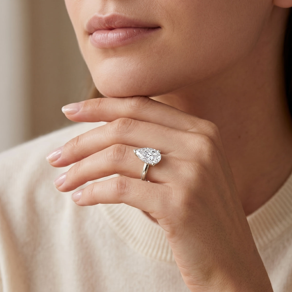4 Carat IGI Certified Lab Grown Diamond Pear Engagement Ring Lab - ( E-VS1 ) - Rosec Jewels