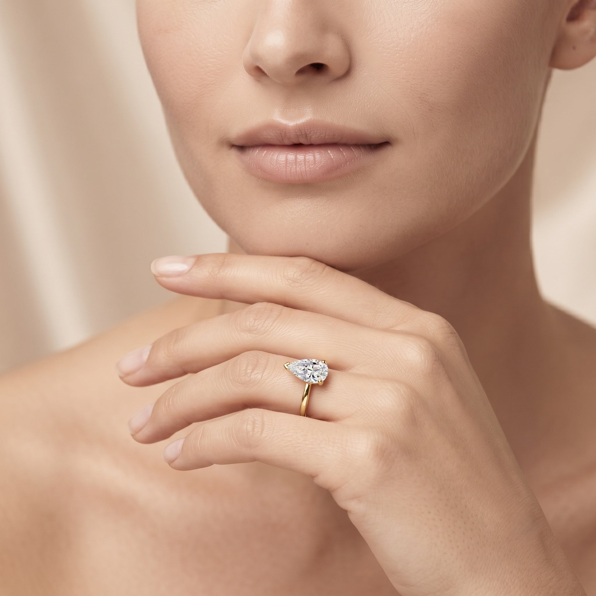 4 Carat IGI Certified Lab Grown Diamond Pear Engagement Ring Lab - ( E-VS1 ) - Rosec Jewels