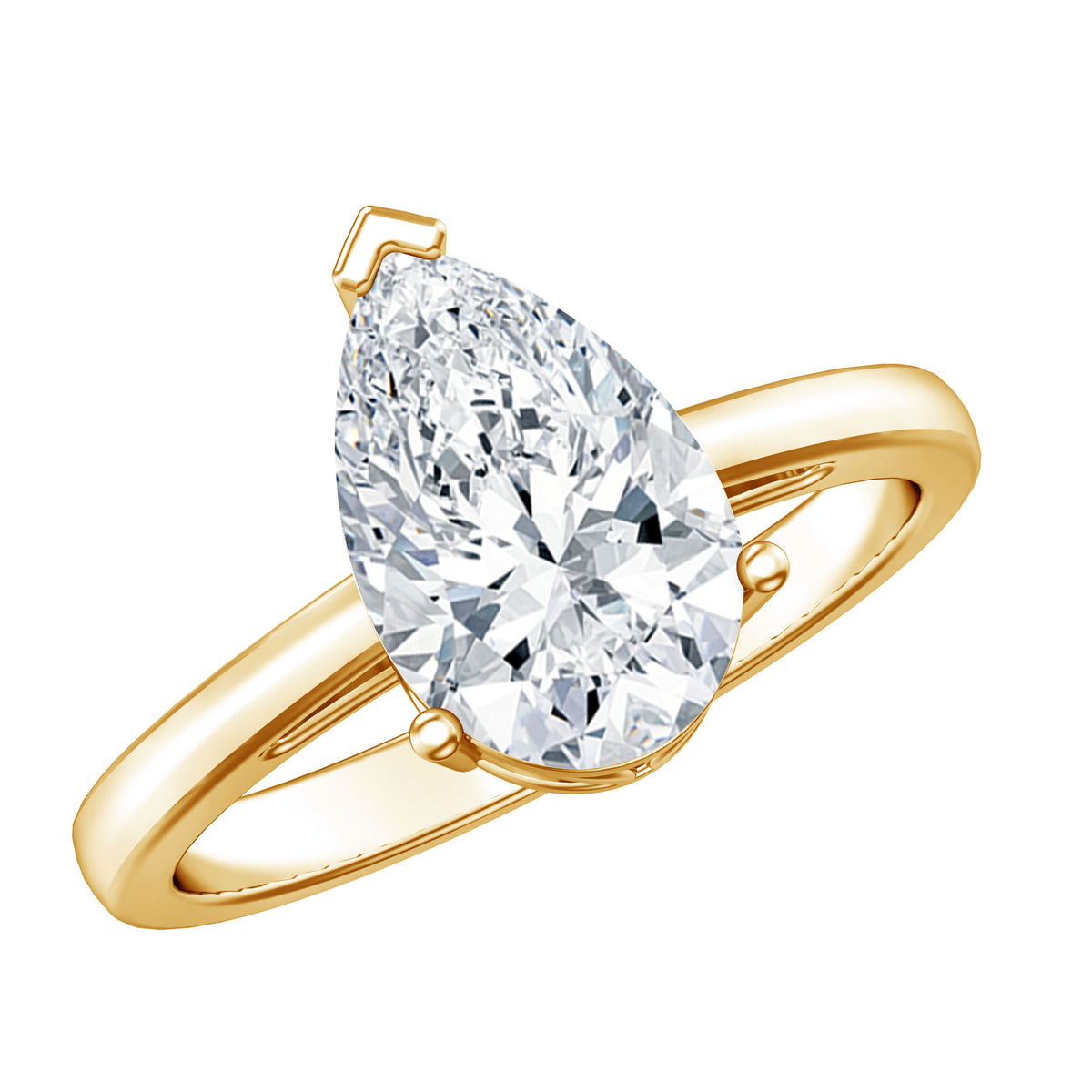 2 Carat Solitaire Pear Cut Lab Grown Diamond Engagement Ring with IGI Certificate Lab - ( E-VS1 ) - Rosec Jewels