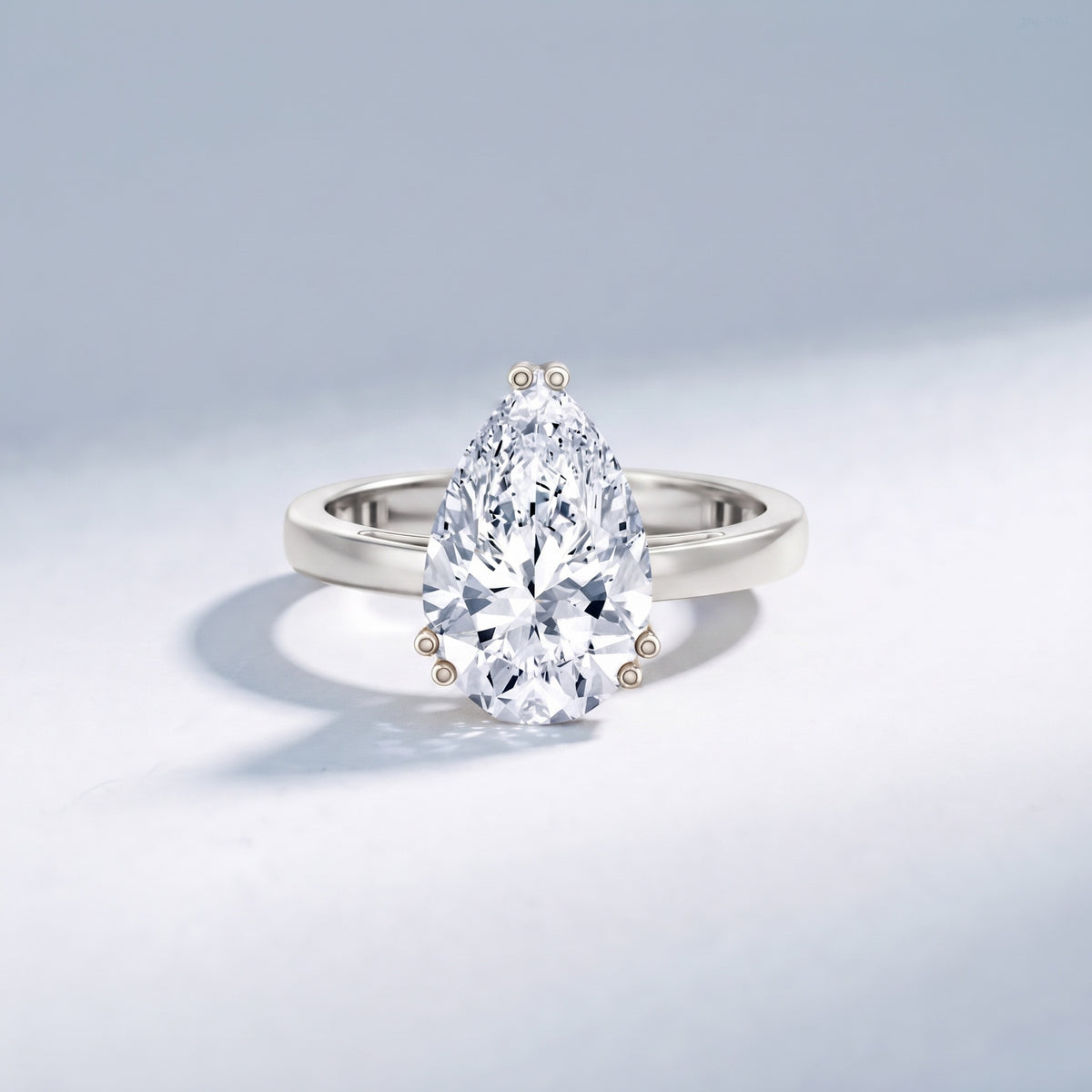 4 Carat Teardrop Lab Grown Diamond Engagement Solitaire Ring with IGI Certificate Lab - ( E-VS1 ) - Rosec Jewels