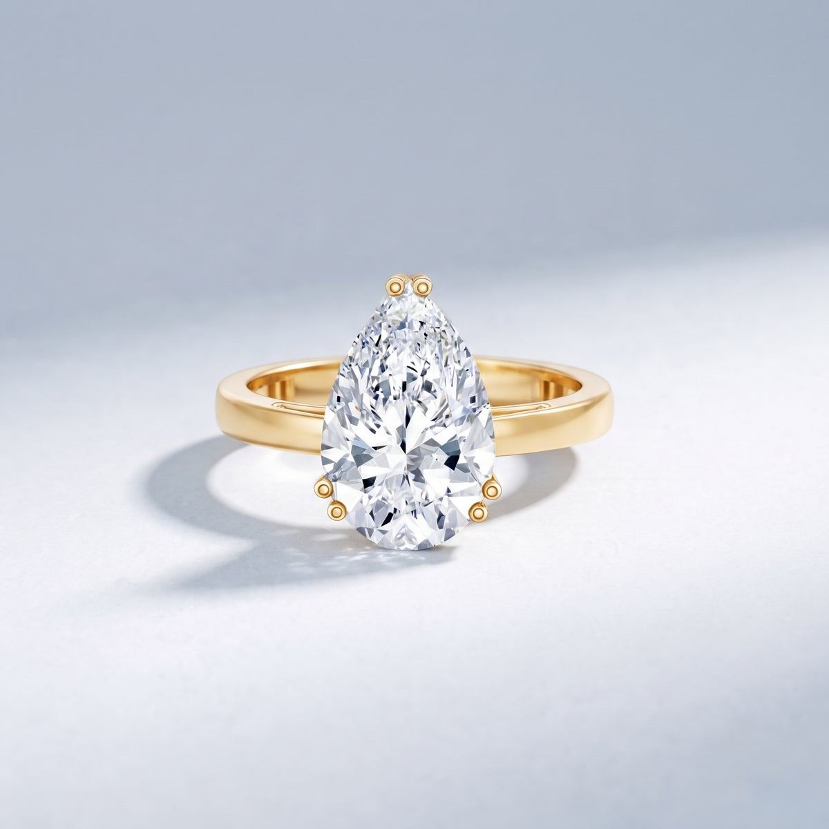4 Carat Teardrop Lab Grown Diamond Engagement Solitaire Ring with IGI Certificate Lab - ( E-VS1 ) - Rosec Jewels
